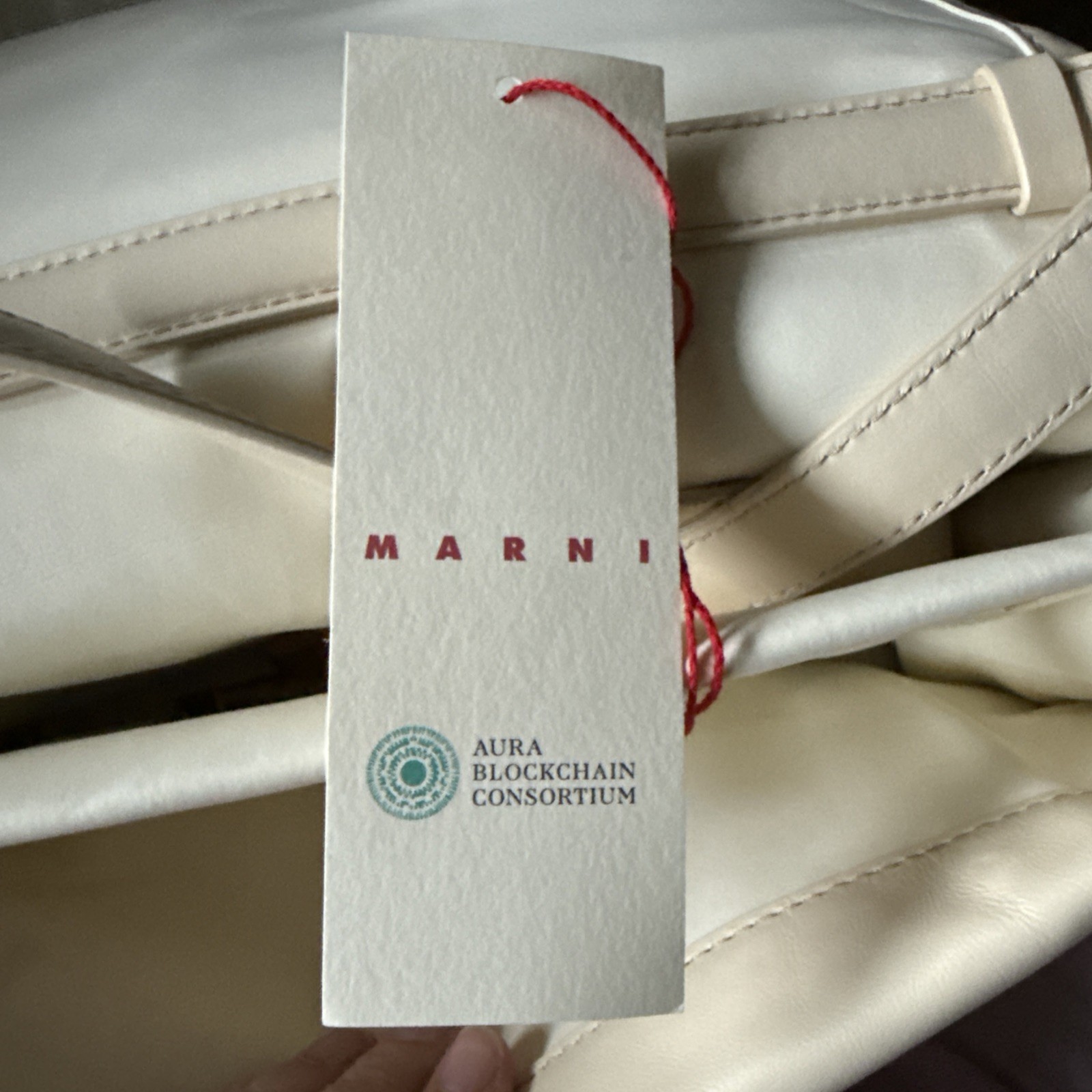Marni NWD Prisma Foldover Shoulder Bag Purse in Solid Ivory Leather G2U