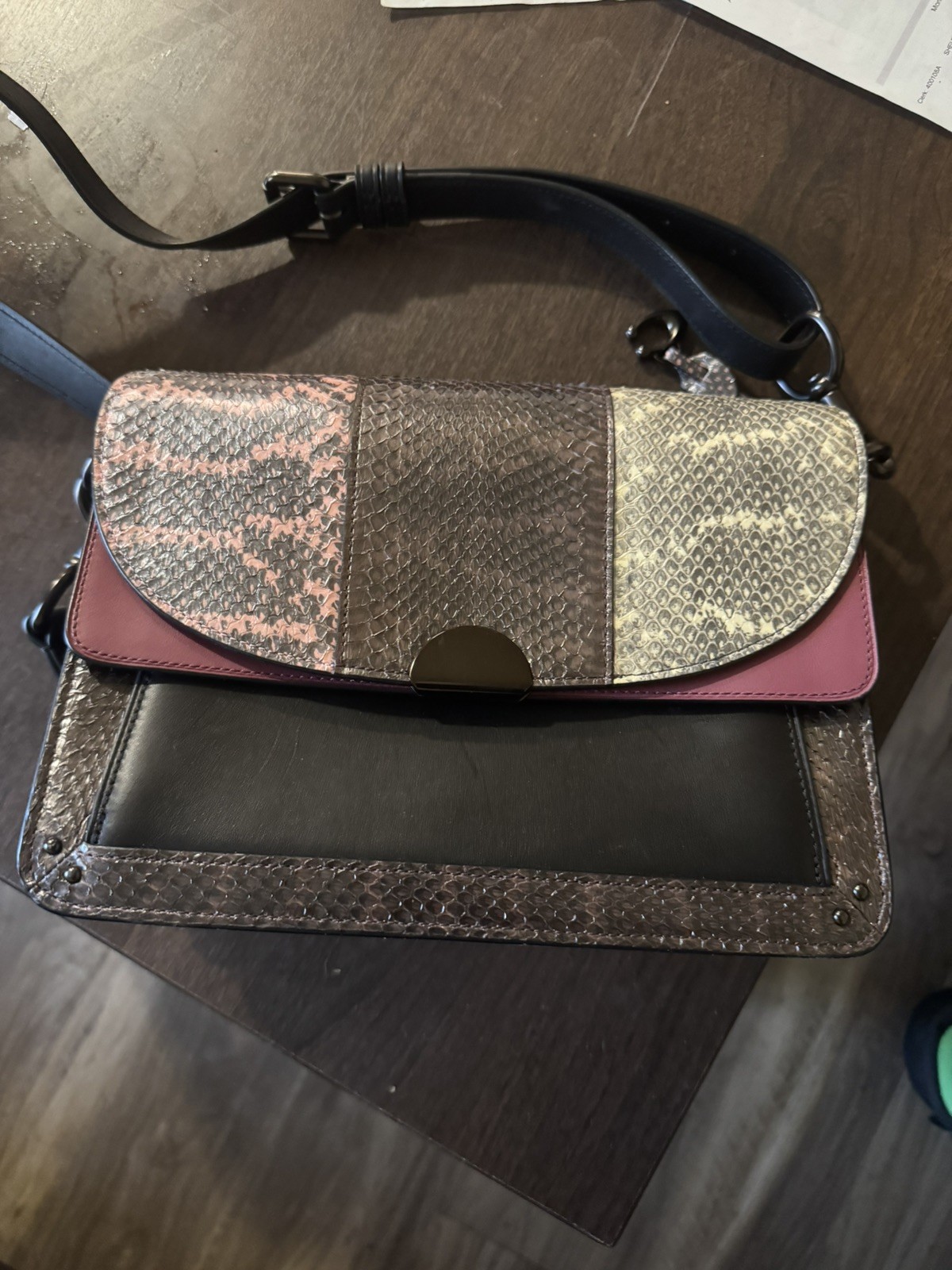 Authentic Coach Dreamer Snakeskin Pattern 2Way Shoulder Bag Leather