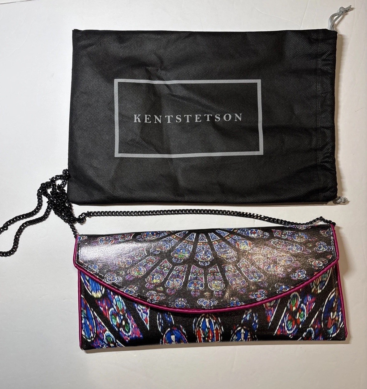 Kent Stetson Clutch Womens Stain Glass Vegan Chain Evening Bag Handmade NWT **