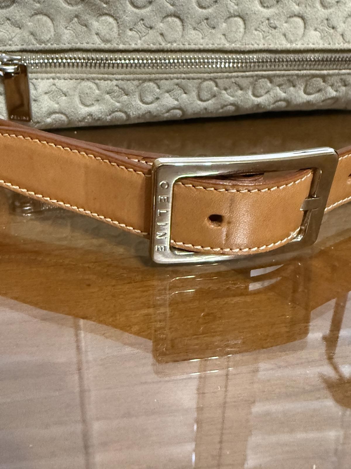 Vintage Celine C Macadam shoulder bag in beige suede