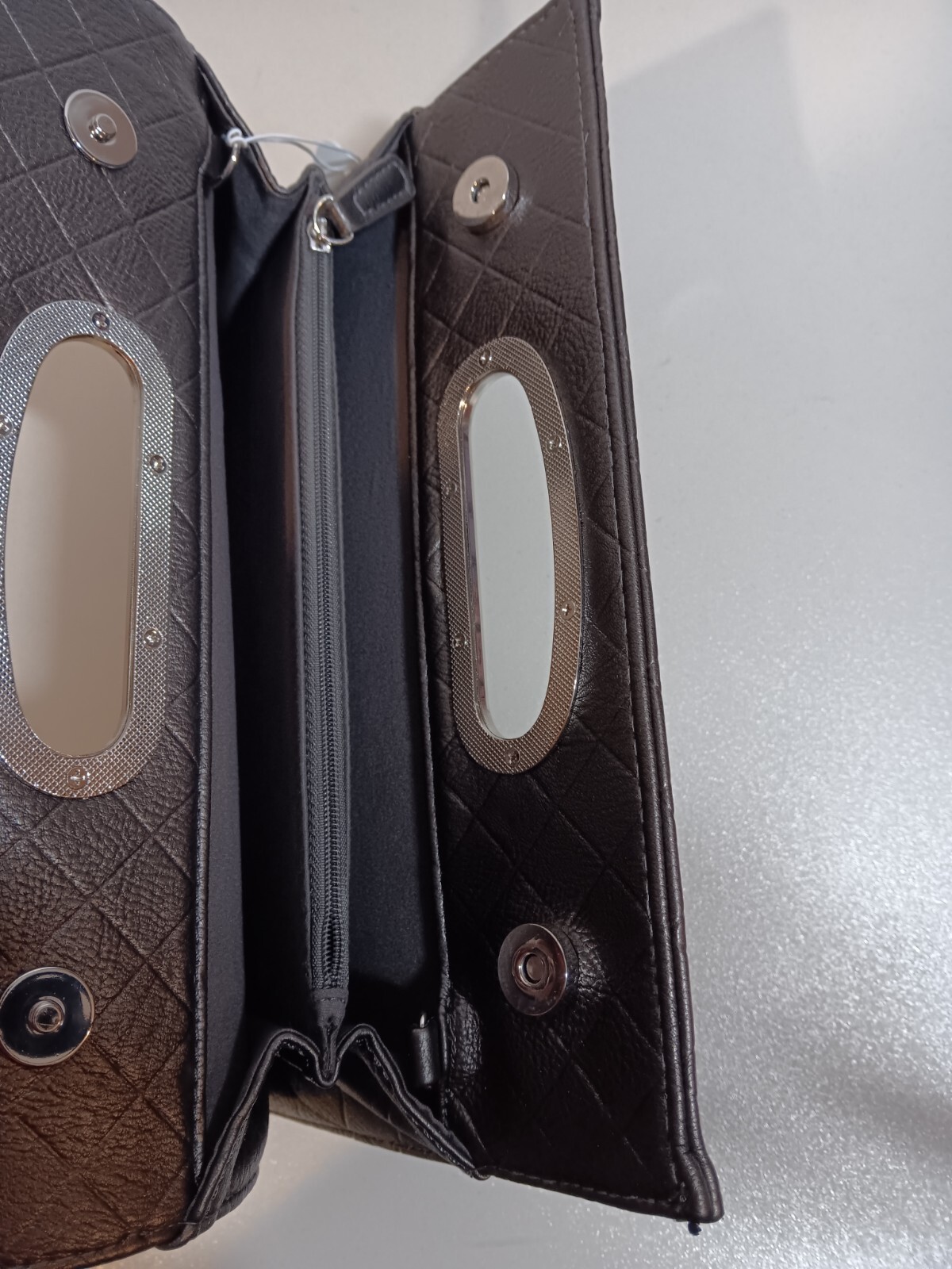 Charlie Gunmetal and Silver Tone long Metallic Clutch Purse 7″ x 11″ inch