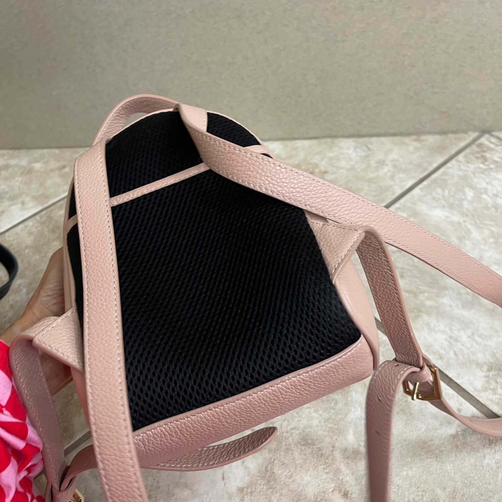 Furla Mini Pebbled Leather Backpack moonstone pale Pink Small Dome Bag used 1X