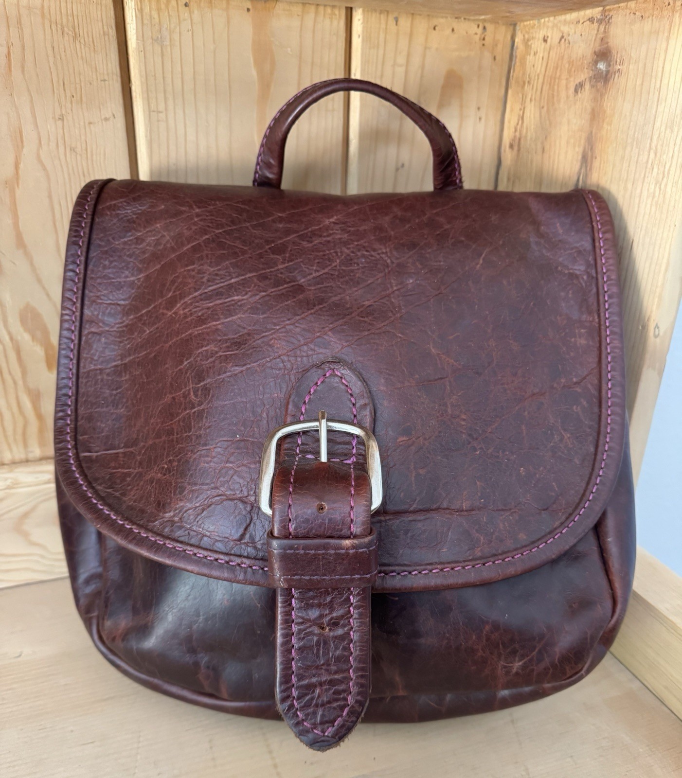 Stickman Brown Leather Molly Penny Convertible Backpack Crossbody Bag