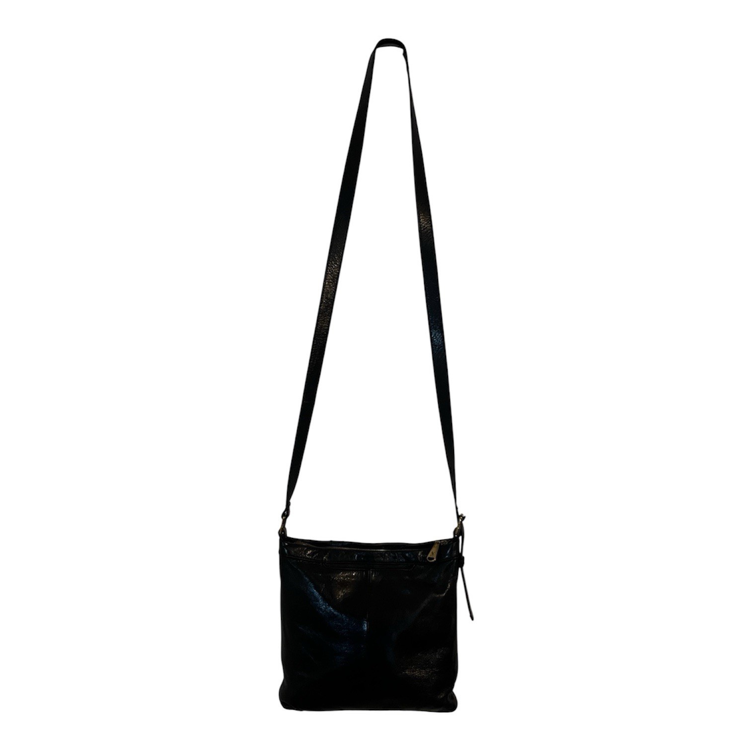 HOBO Black Leather Crossbody Bag Adjustable Strap Zip Top Organizer Purse