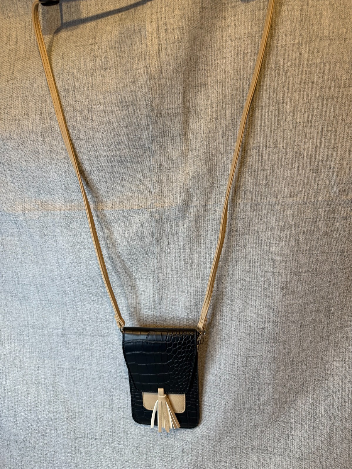 K Carroll Black and Cream Crossbody Wallet