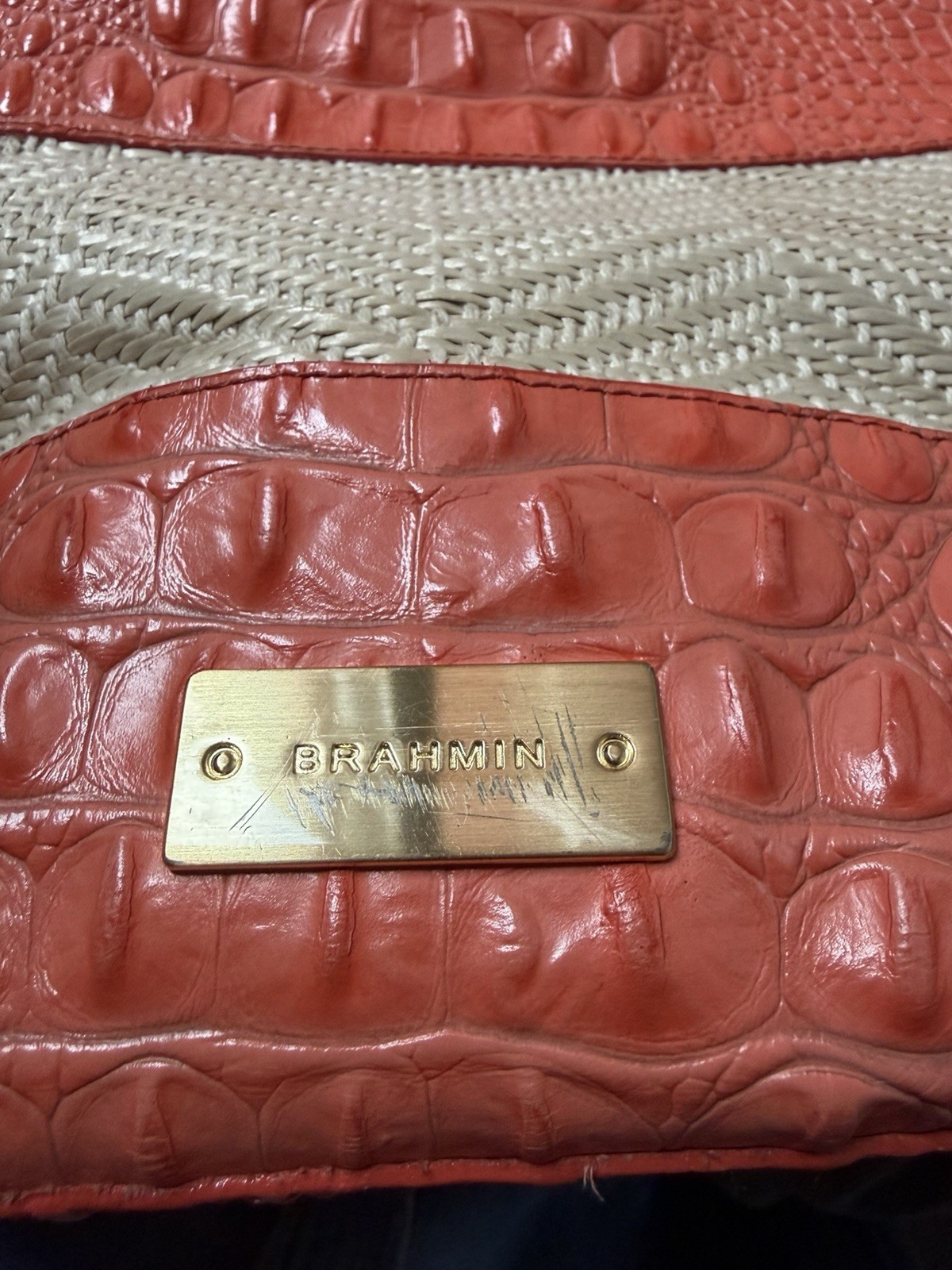 Original Brahmin Orang/Tan Large Tote Amazing Condition with Dust Bag