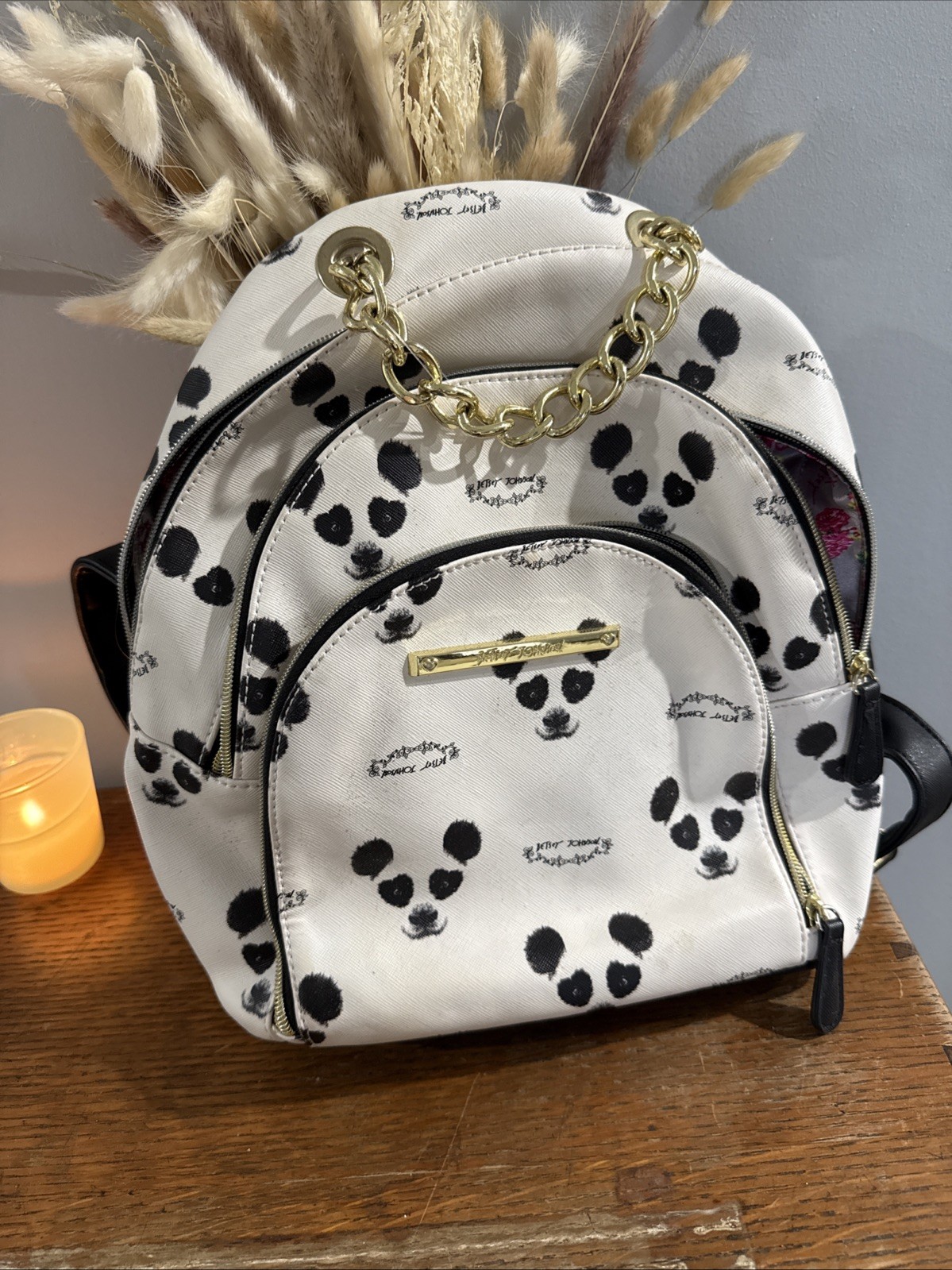 Betsy Johnson Cream Panda Mini Backpack