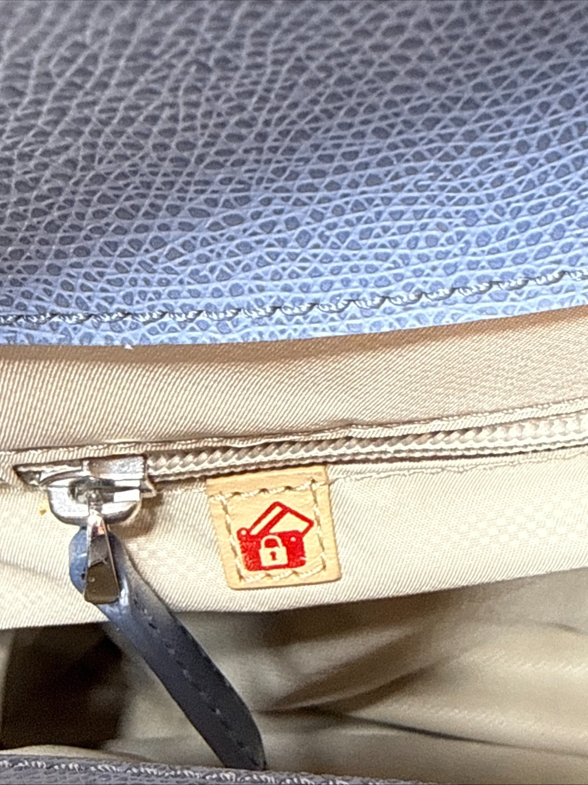 Tumi Sinclair Elaine Commuter Brief Tote Bag Cornflower Blue Leather Crossbody