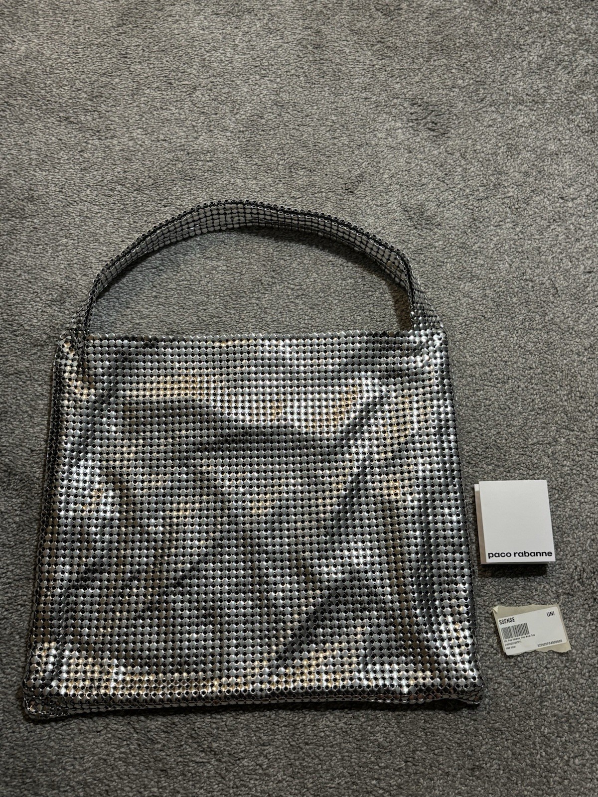 Paco RABANNE Pixel Mesh Silver Metallic Tote Bag New Without Tags