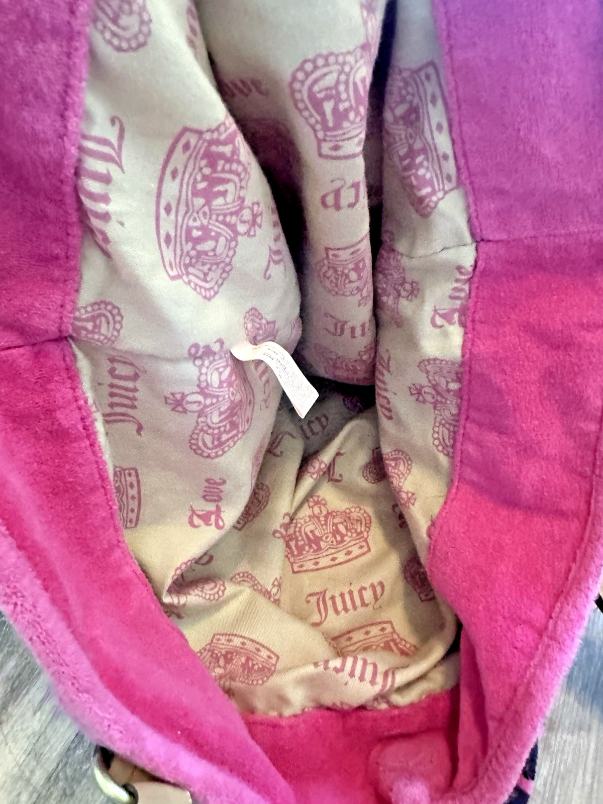 Y2K Juicy Couture Terry Cloth Pink Ruffle Tote Bag Purse Choose Juicy Vtg