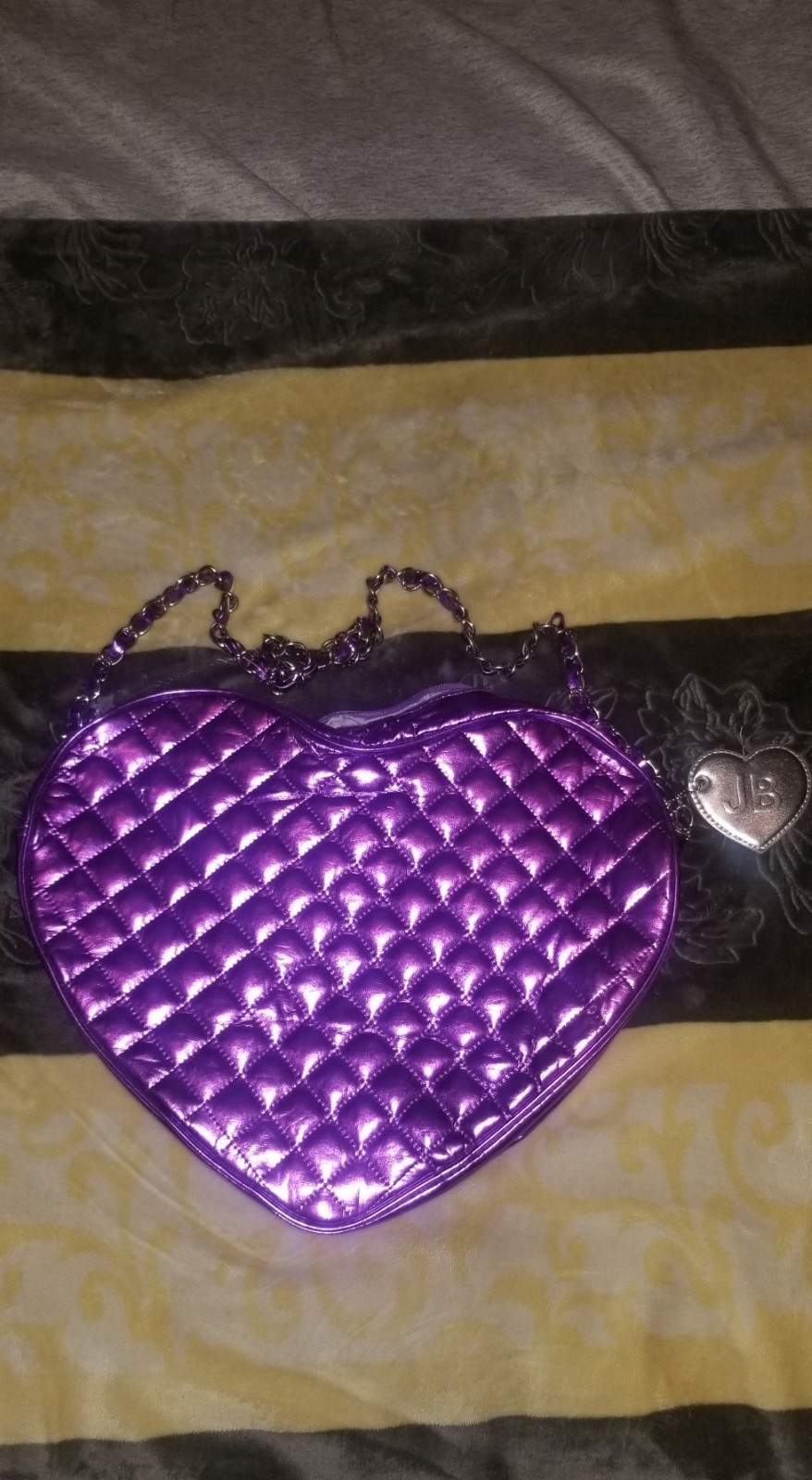 Justin Biiber Purple Quilted Heart Purse/Tote
