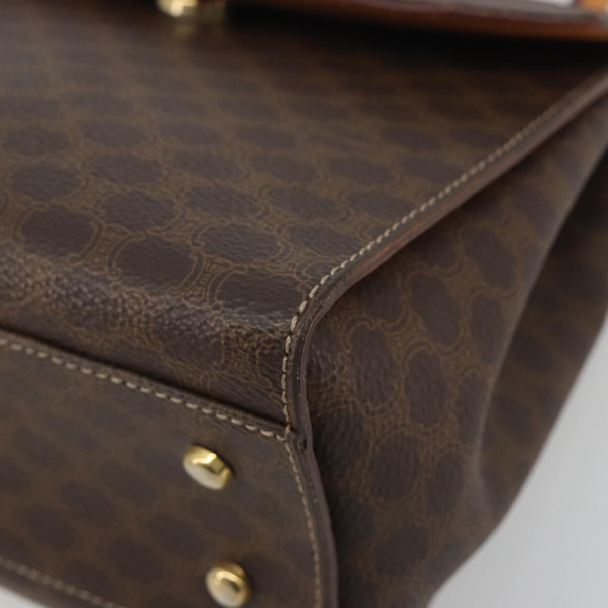 CELINE Macadam Canvas Star ball Hand Bag PVC Leather Brown Gold Auth 195298