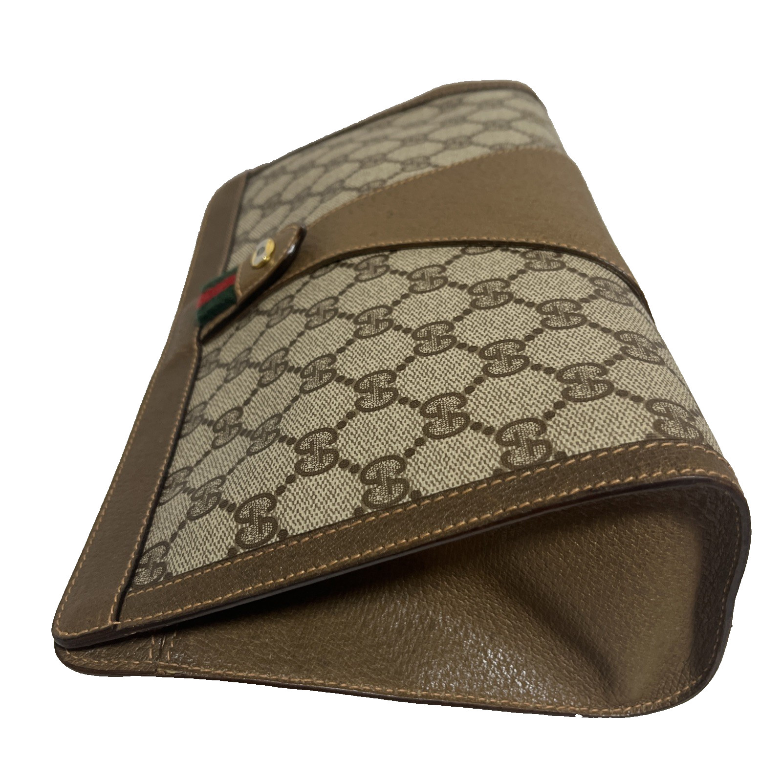 Vintage GUCCI Sherry Line GG Clutch Bag PVC Canvas Leather Authentic