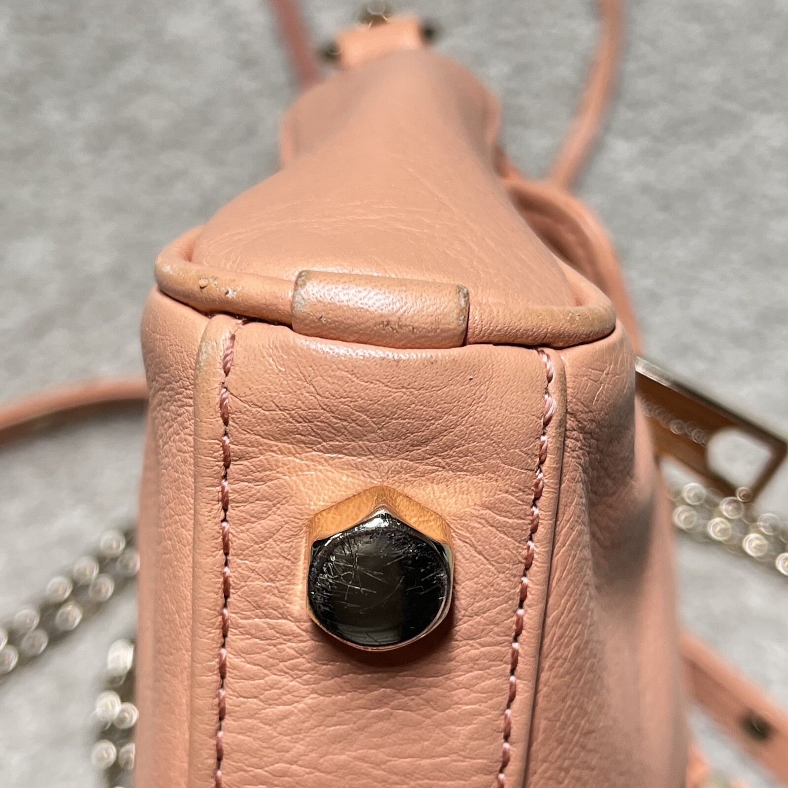 Rebecca Minkoff Mini MAC Crossbody Leather Purse Peach Gold Hardware Clutch Bag