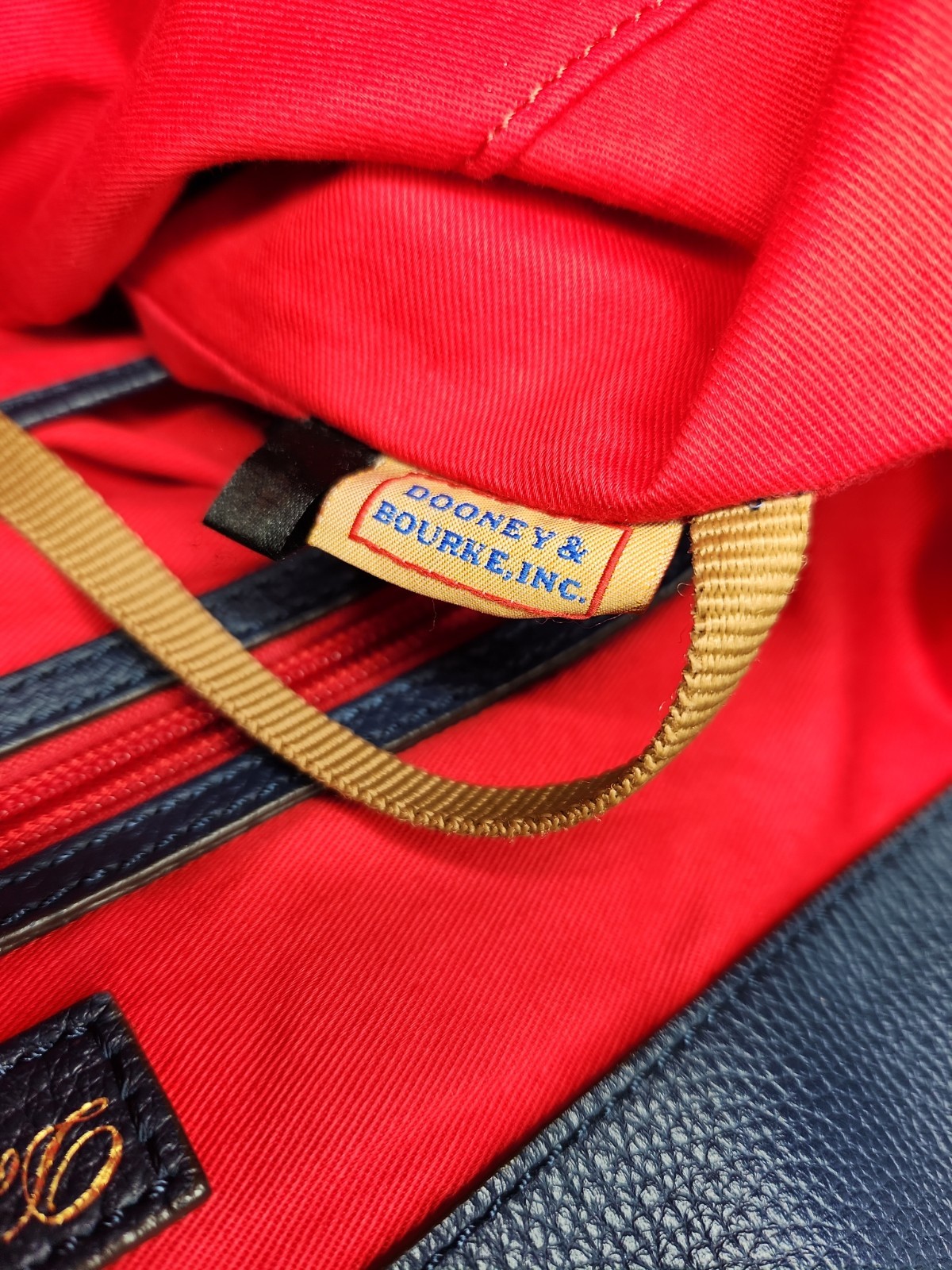 DOONEY & BOURKE Large Florentine Bag Logo Lock Sac Navy Blu Hobo Shoulder Lthr