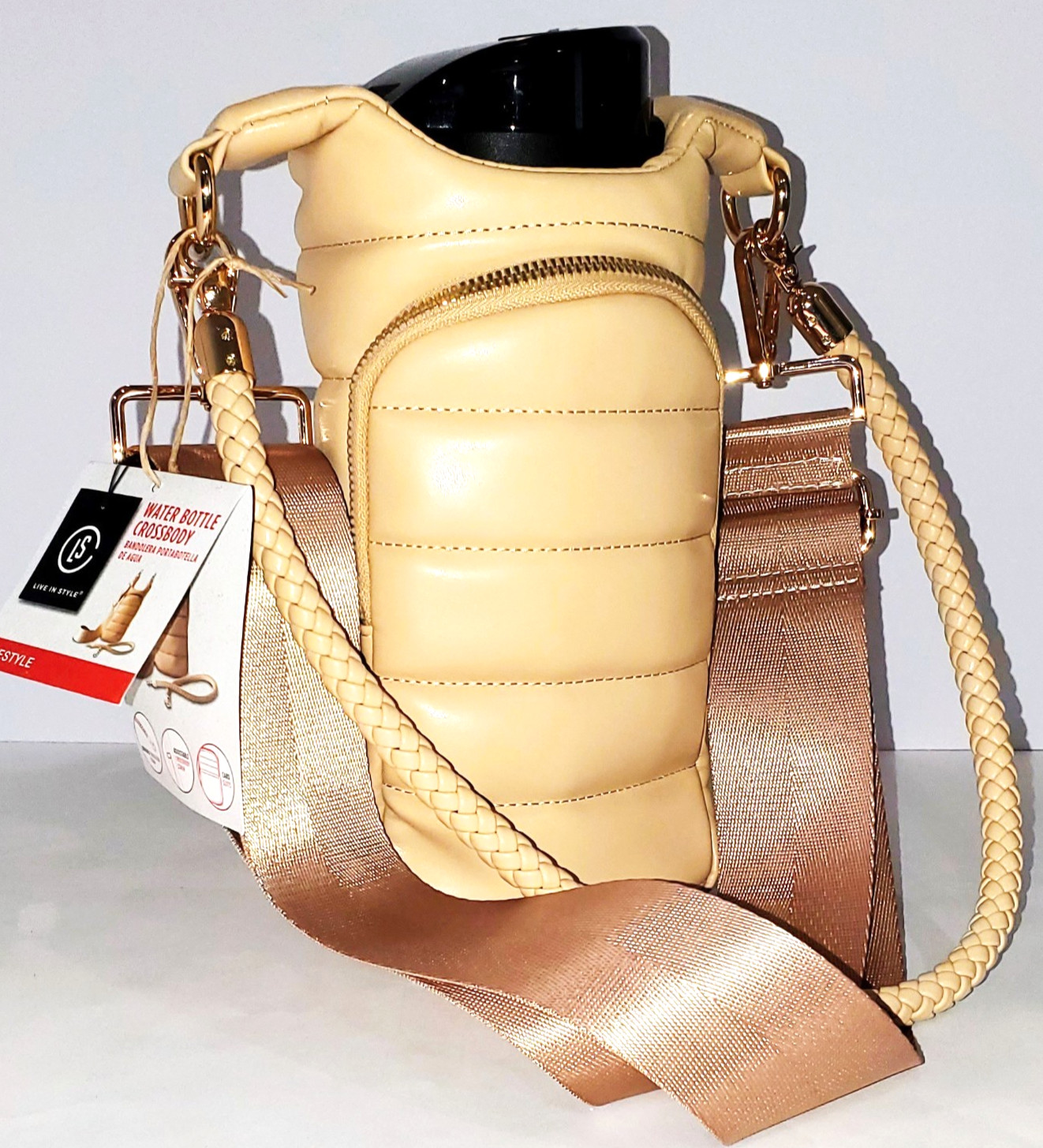 *Elegant Cream* Puffer Crossbody & Braided Handle, Zip Pocket NWT Unisex Hydro