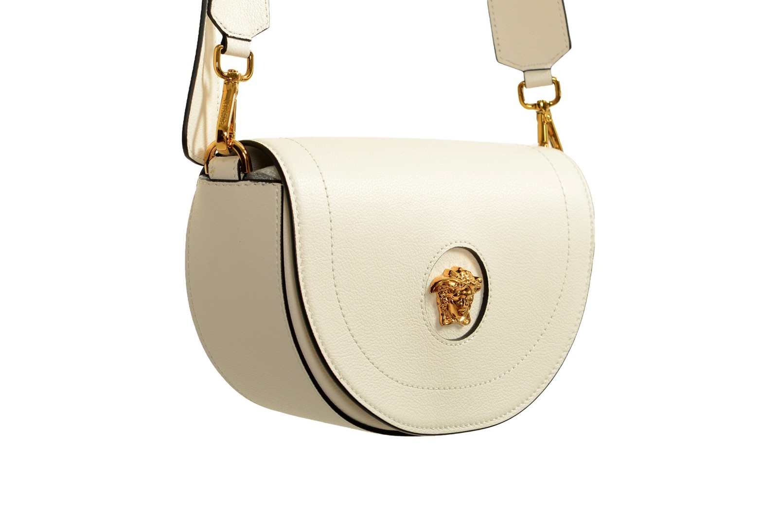 Versace Women’s Grainy Leather Gold Medusa Half Moon Handbag Shoulder Bag