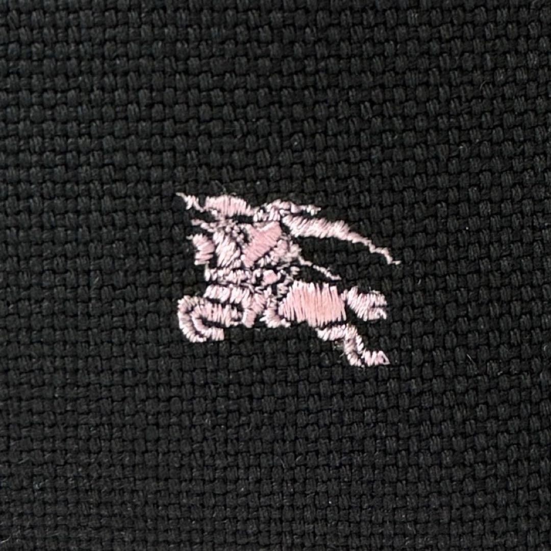 Burberry Horse Logo Canvas Tote Bag Black Leather Trim Authentic Women’s