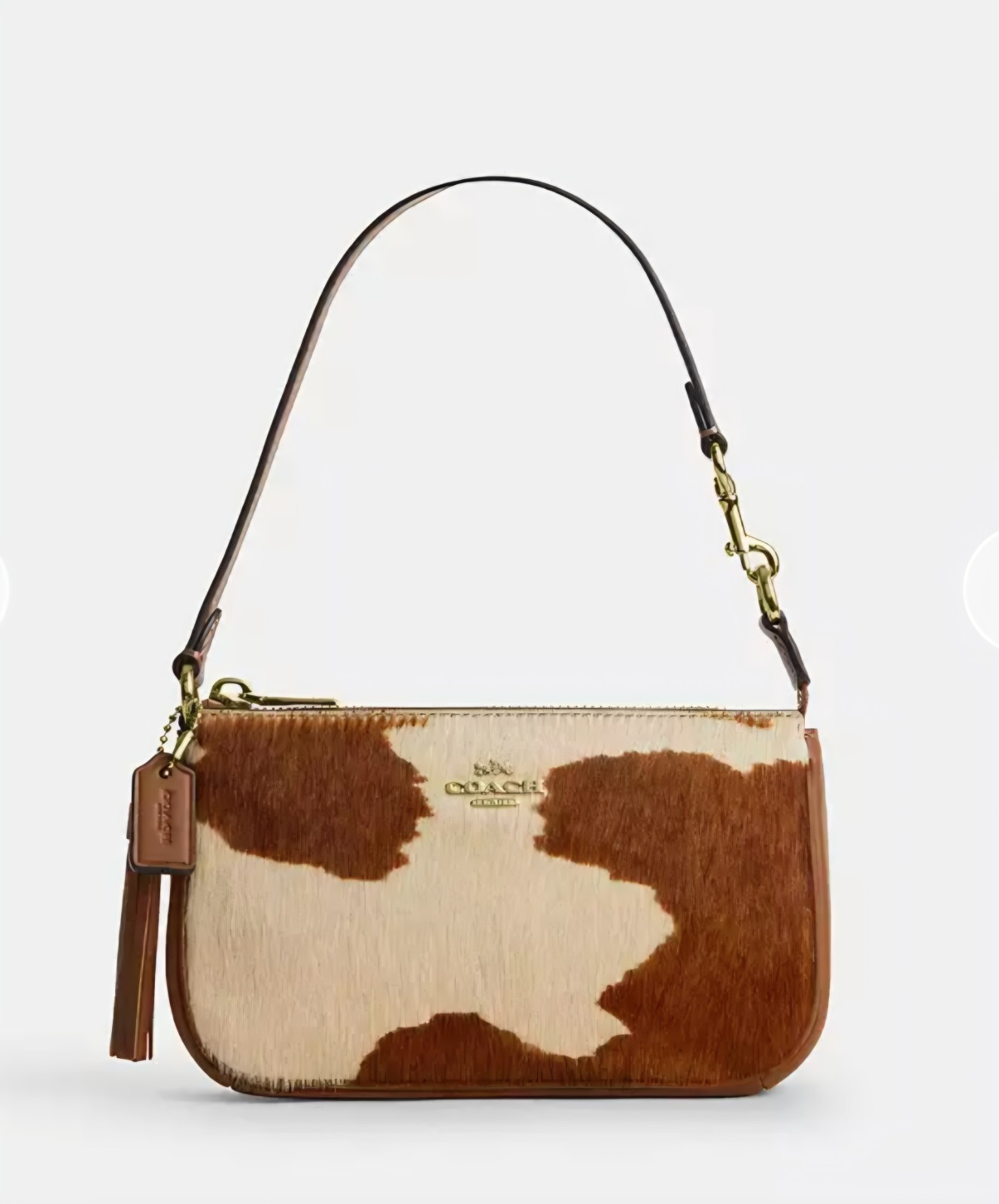 NWT Coach Nolita 19 Bag in Haircalf with Cow Print Shoulder Handbag CDW34 Gold
