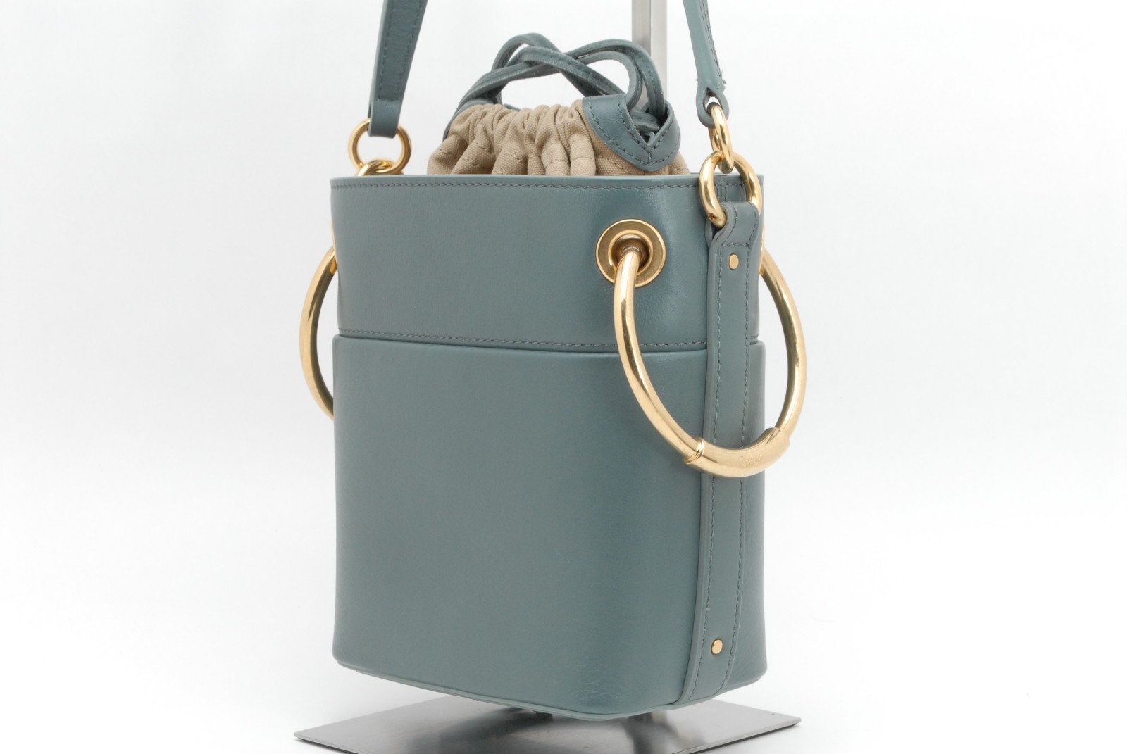 Chloe Roy Mini Bucket Hand Shoulder Bag leather Cloudy Blue