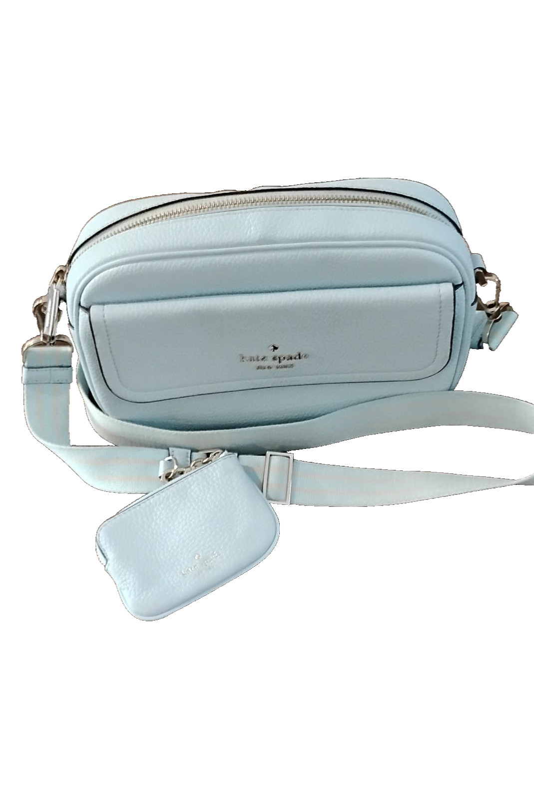 Kate Spade Rosie Pebbled Leather Flap Camera Crossbody Bag Lt Blue See Pictures