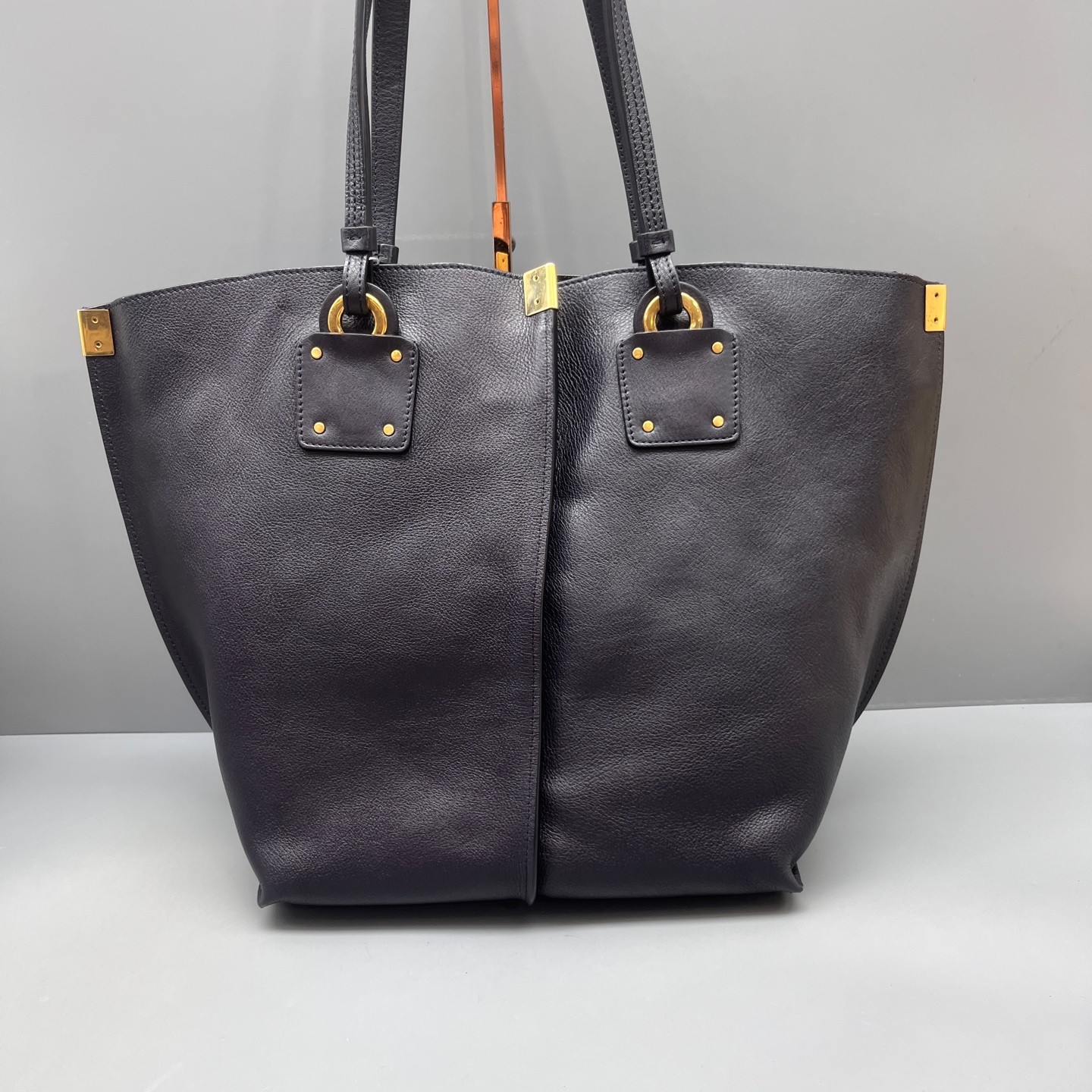 Chloe Tote Bag Dark Blue Beige Red Grained Calfskin (ws071226a2r)