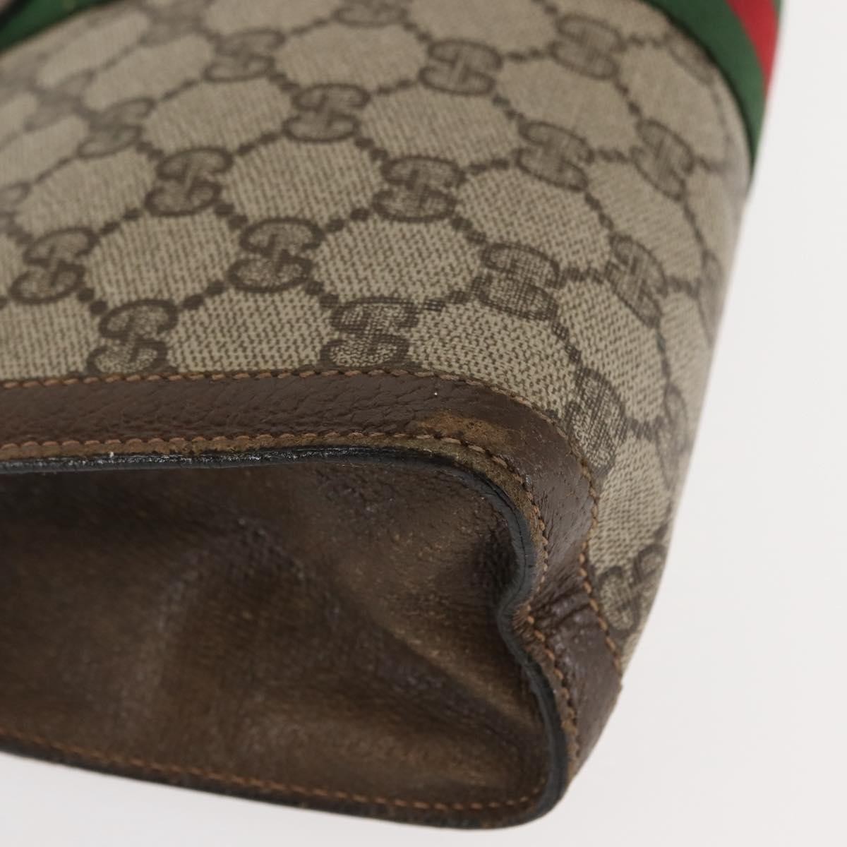 GUCCI GG Supreme Web Sherry Line Clutch Bag PVC Beige 67 014 2125 Auth 146575