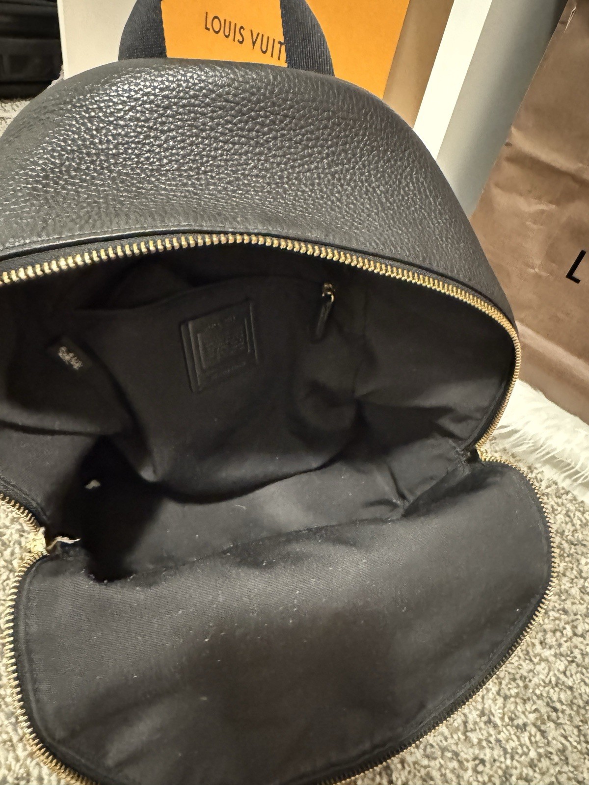 Coach Black Pebbled Backpack Gold Hardware