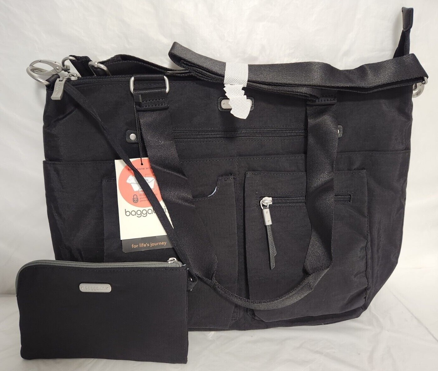 Baggallini Any Day Tote With RFID Phone Wristlet Black