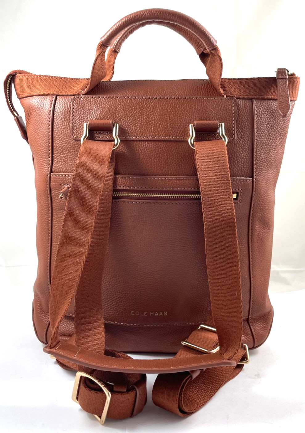 Cole Haan Grand Ambition Convertible Small Backpack Bag Leather Brown Reg $278