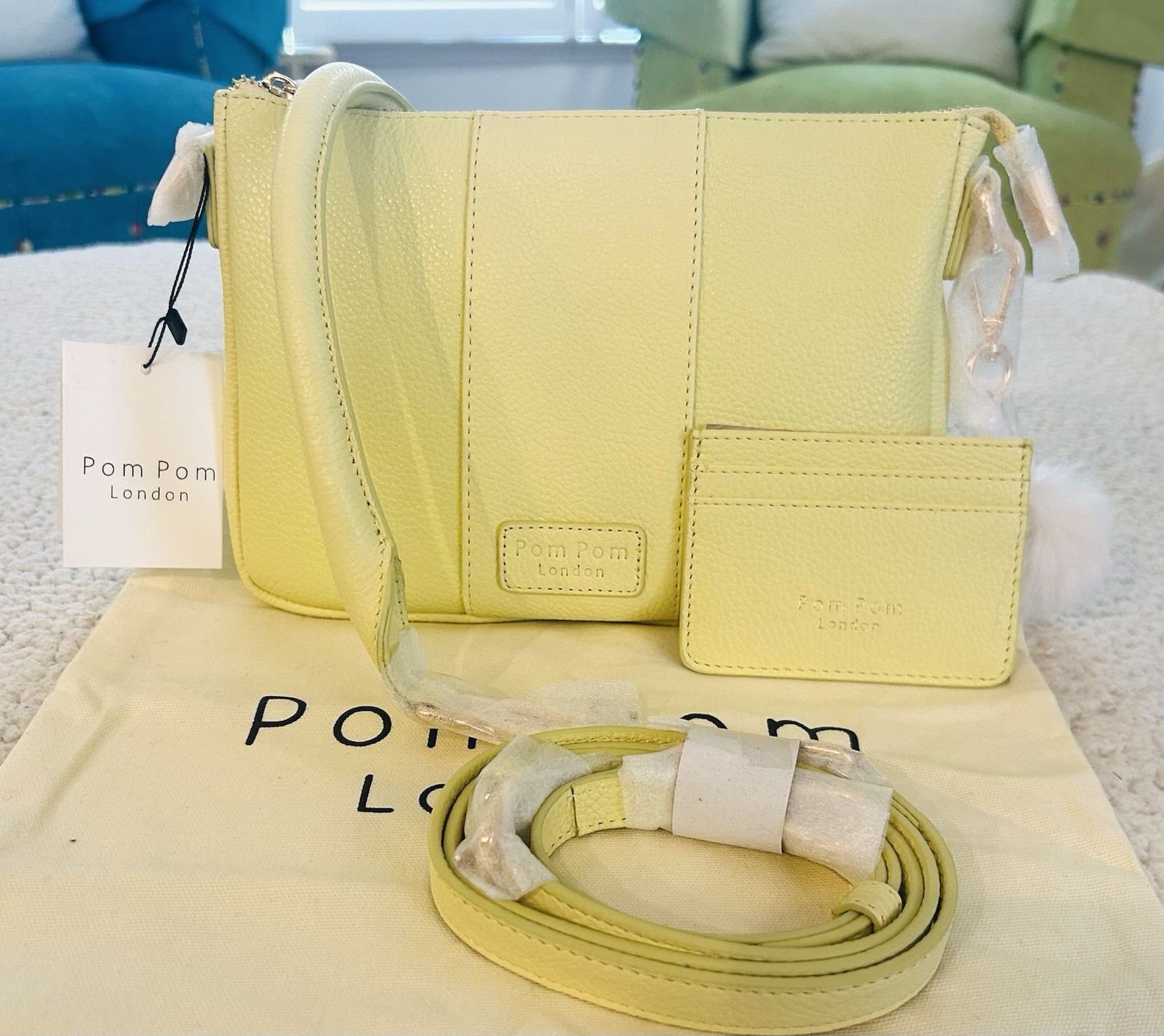 Pom Pom London LEMON YELLOW City Lite/City Slim Bundle, card holder, 2 straps 💛