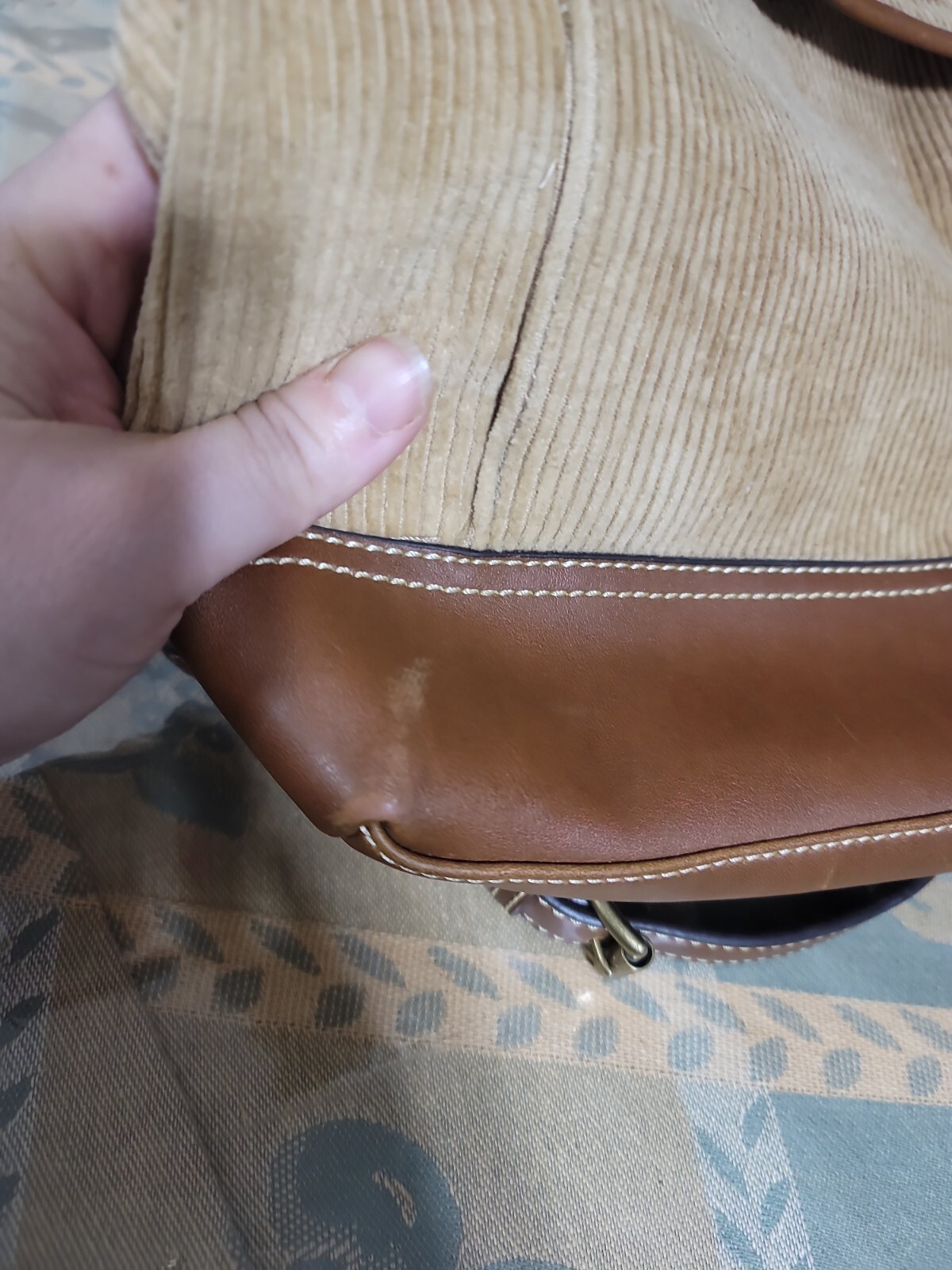 American Living Backpack Cotton with Brown Vinyl Trim-Read Descriptions