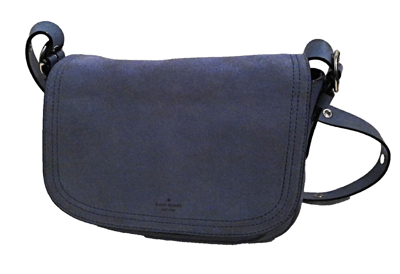 Kate Spade Blake Saddle Bag Purple Leather & Suede