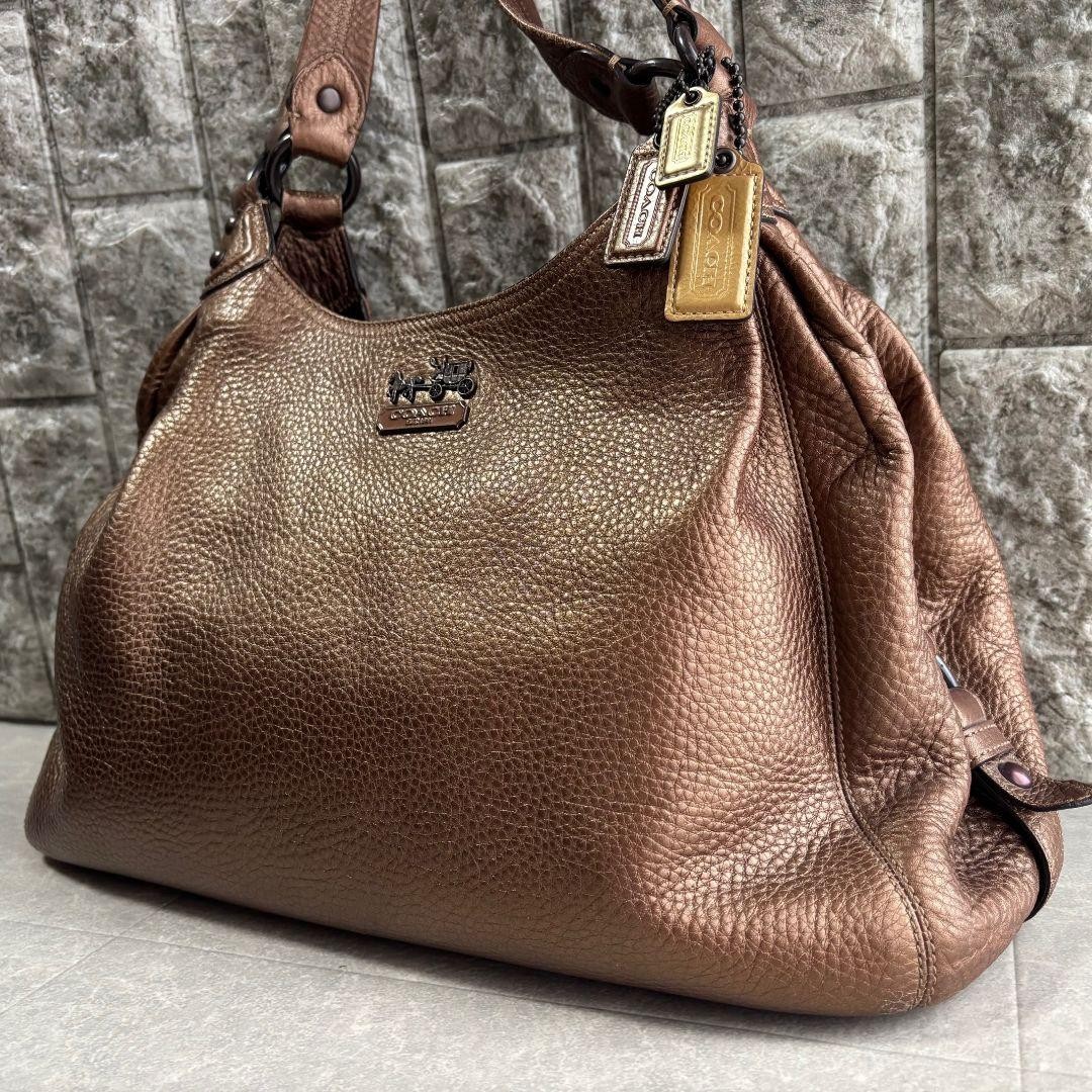 Rare Good Item COACH Madison Large Maggie Tote Bag Metallic Bronze Japan