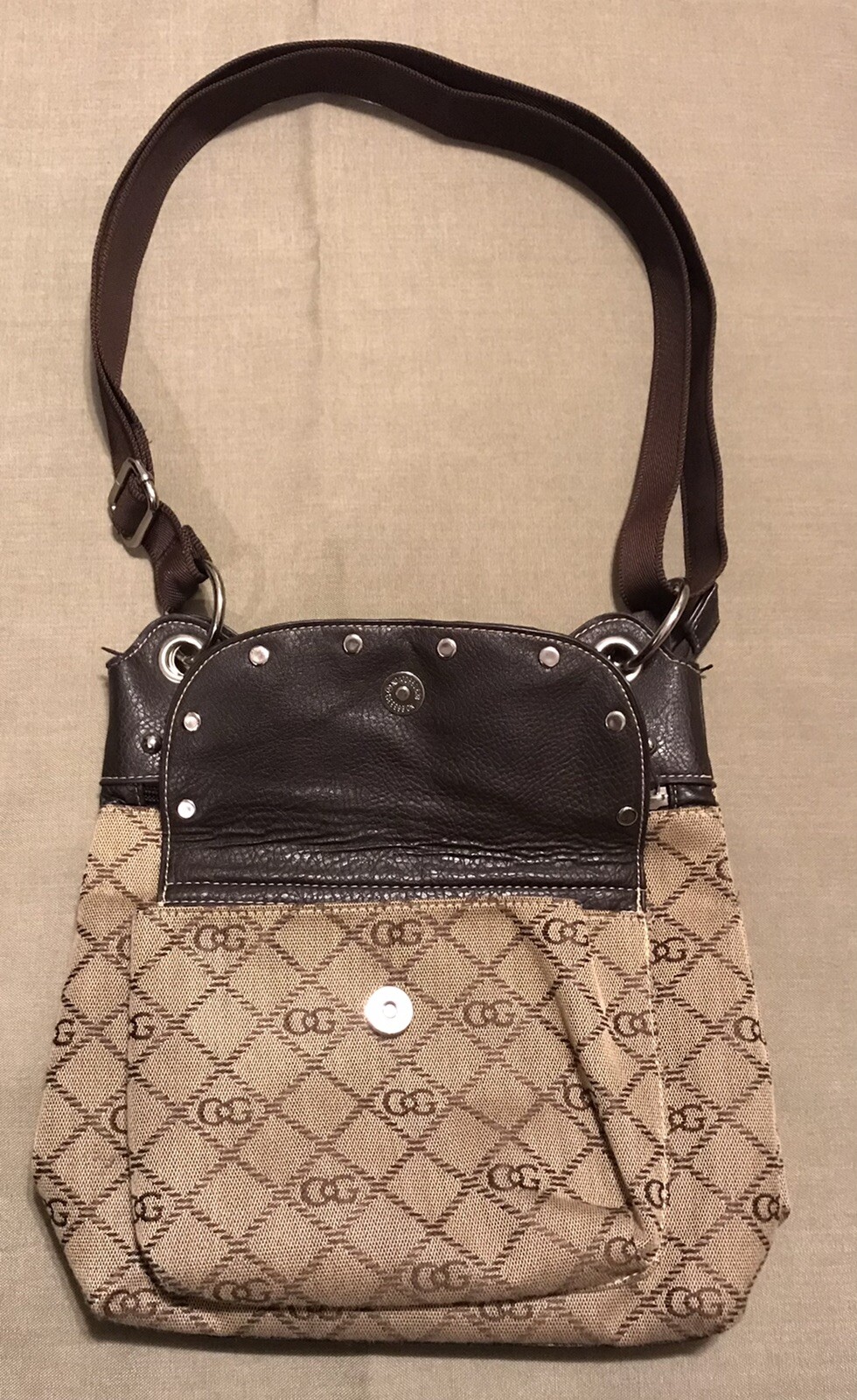 Womens Brown Shoulder Bag Medium Size Silver-Toned Hardware 11×9.50×3″