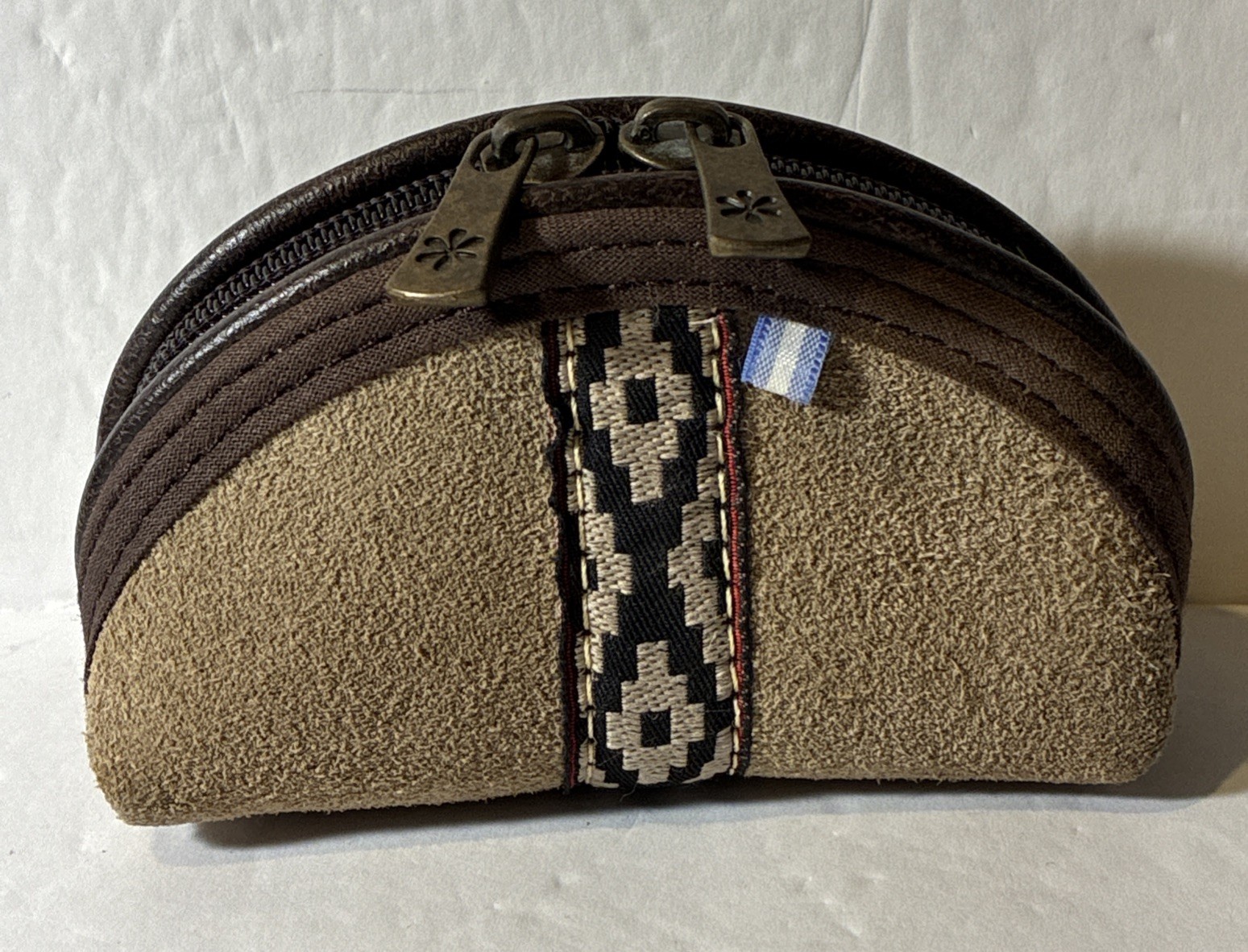 Change Purse Leather Doble Zipper Closure Brown Made In Argentina 4 X 2.5 X 2”