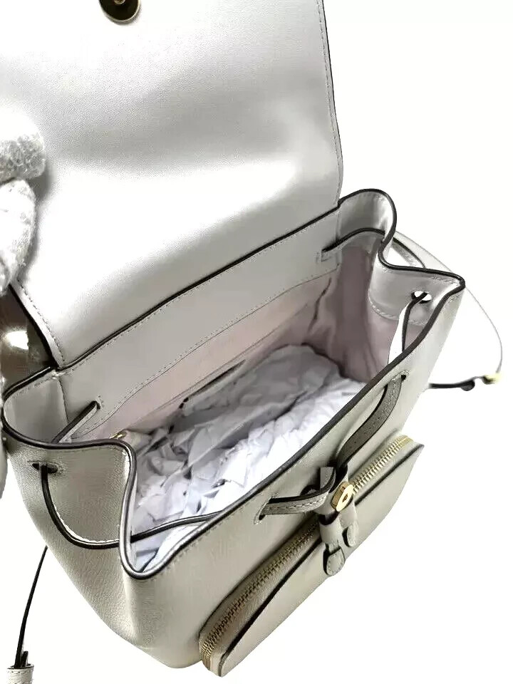 Kate Spade Kristi Medium Flap Backpack Quill Grey Leather KA695 NWT $379 MSRP FS