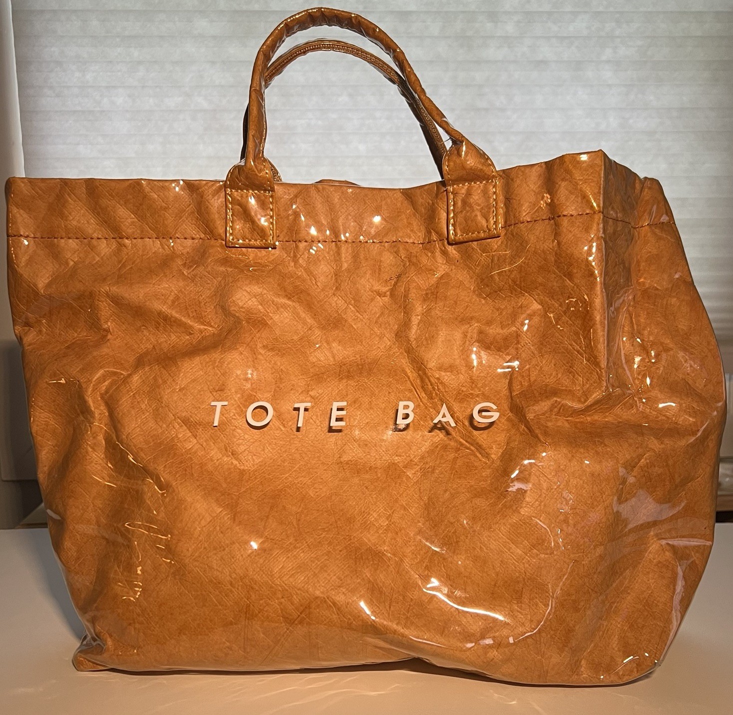 Large Tote Bag for Women PVC Totes Bags Kraft Paper Carry All Handbag Plastic…