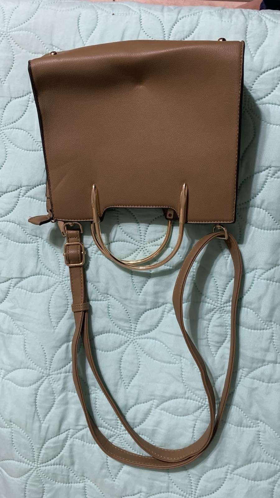 Women’s Medium Brown Satchel Top Handle Zip, Adjustable Strap, Gold Hardware