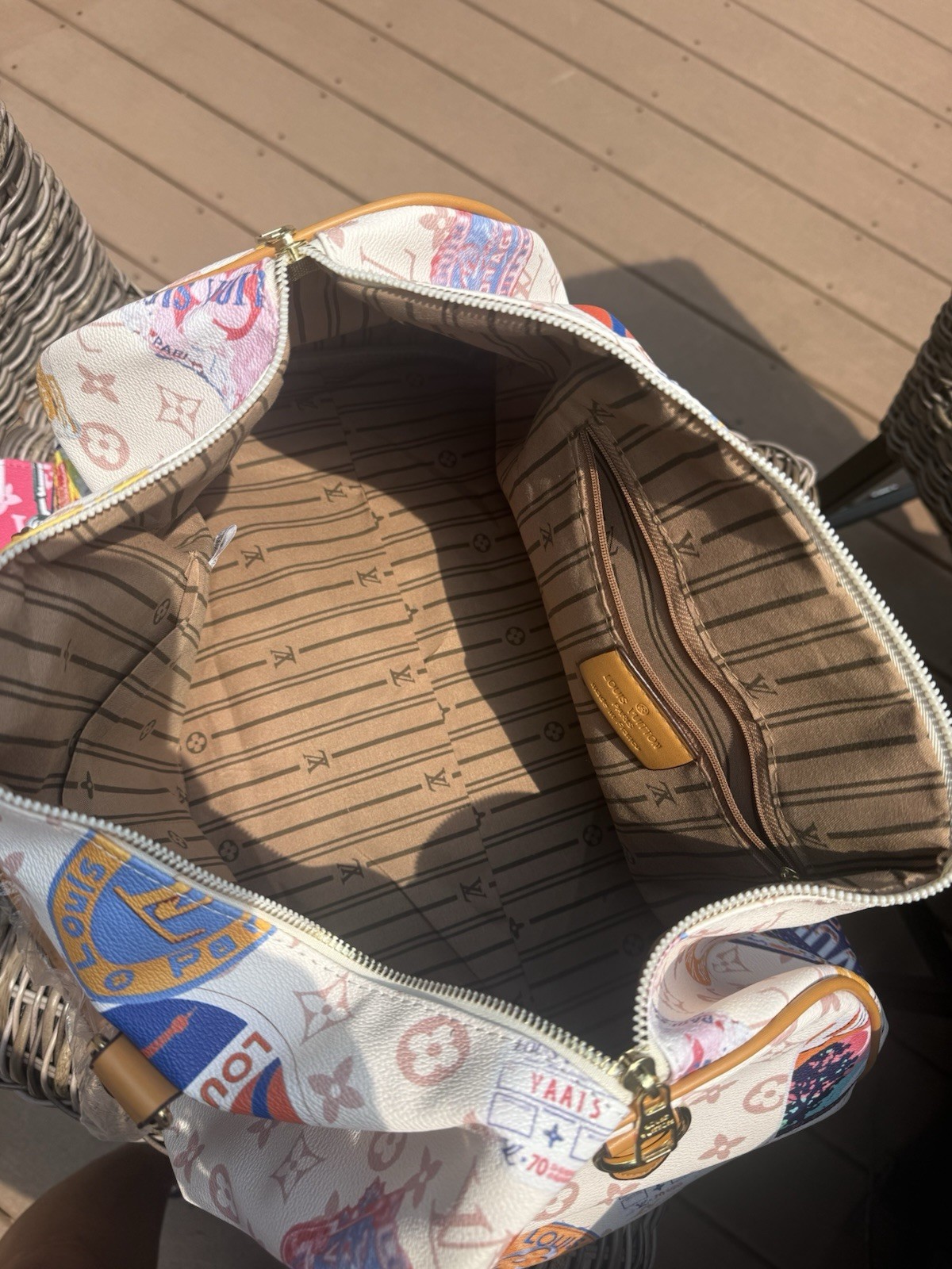 White Multicolor Monogram Duffel bag with matching tote bag
