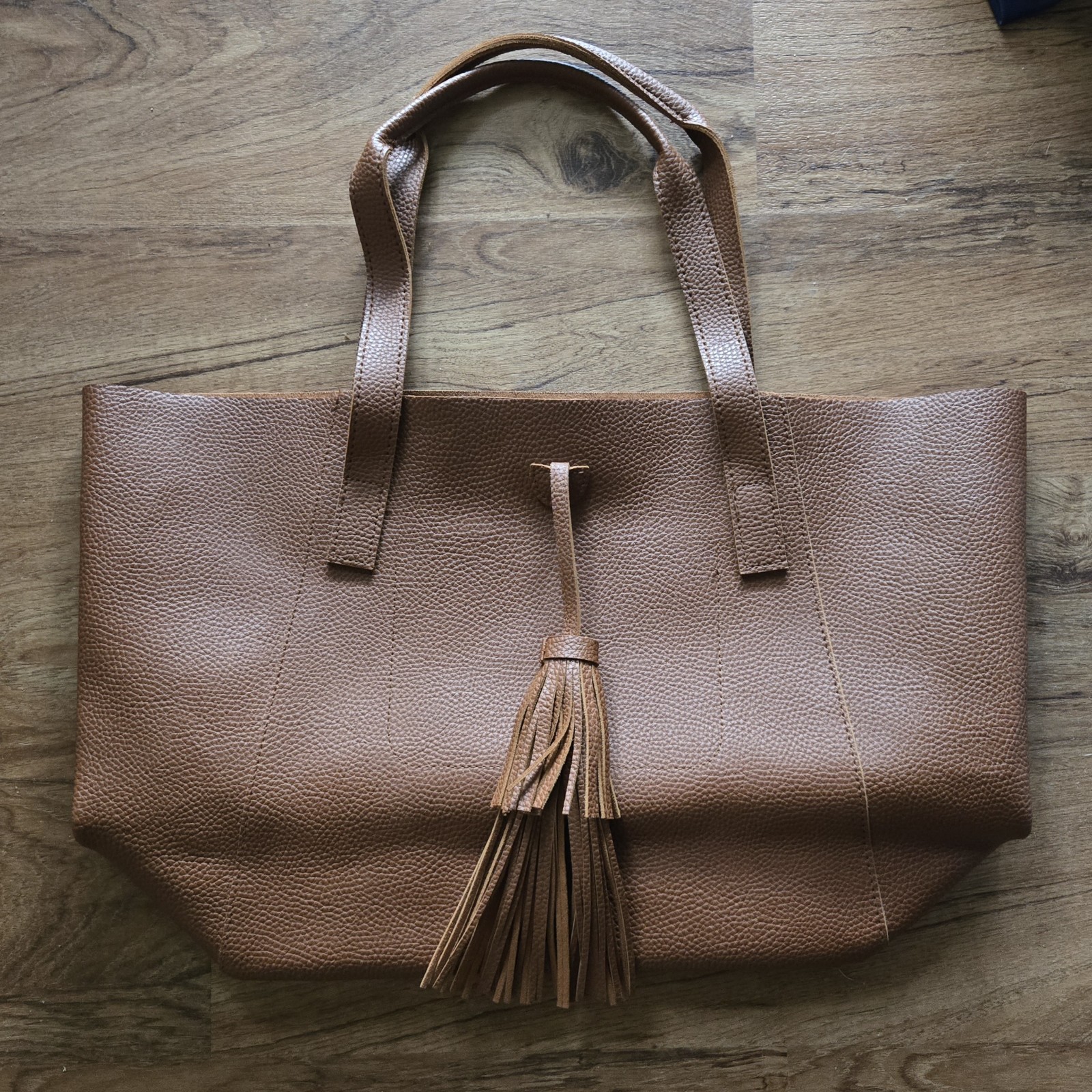 Tanger Tote Bag Light Brown Pebbled Leather Shopper Boho Tassel 2020