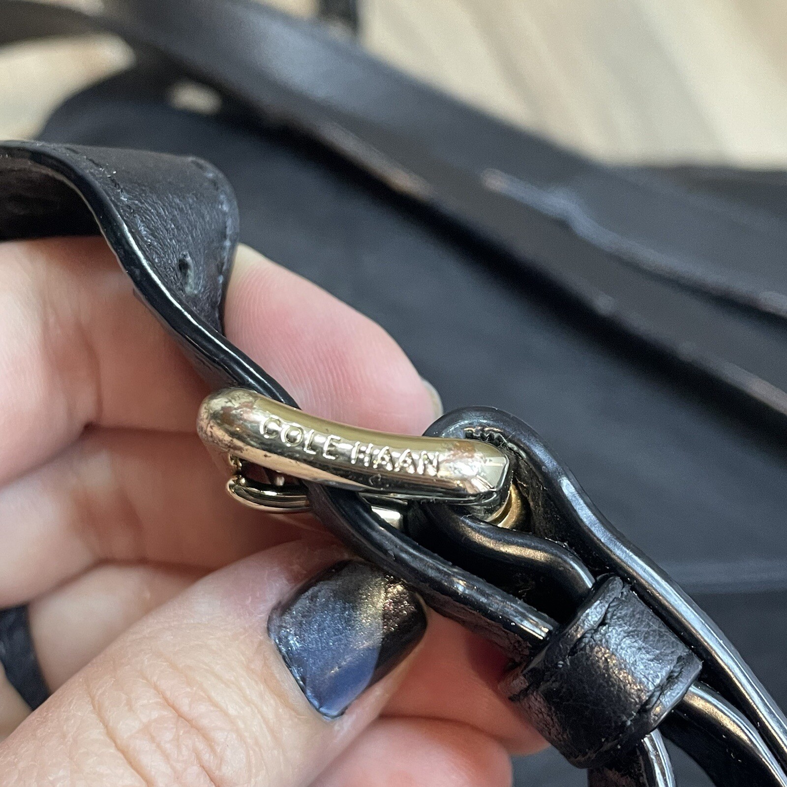 Cole Haan Black Pebble Leather Backpack 12”x14”x5”