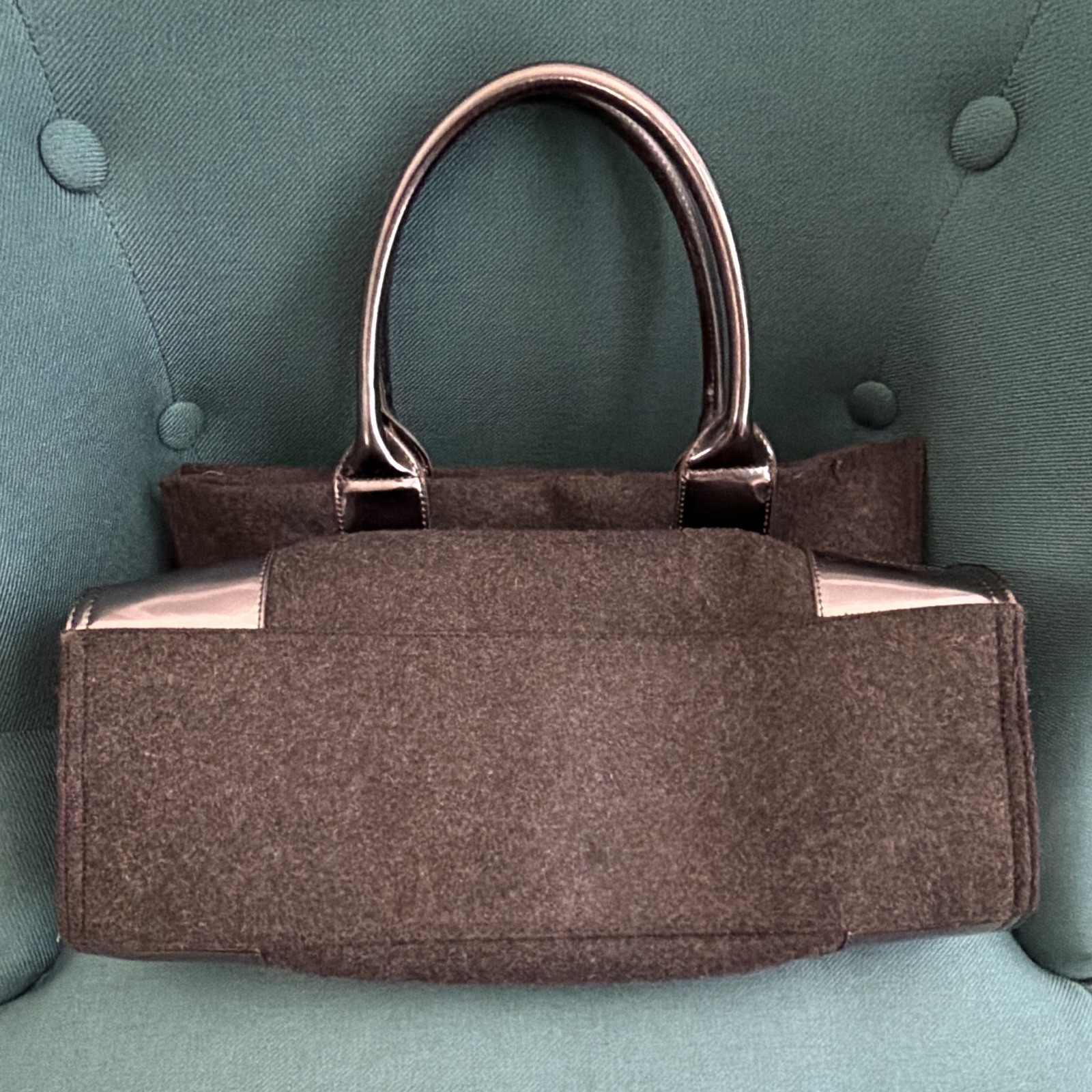 Tory Burch Grey Large Ella Tote Bag Metallic Logo Bronze