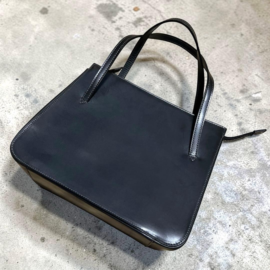Margaret Howell Old Logo Handbag Black Leather Pre-owned Height Approx 22 cm
