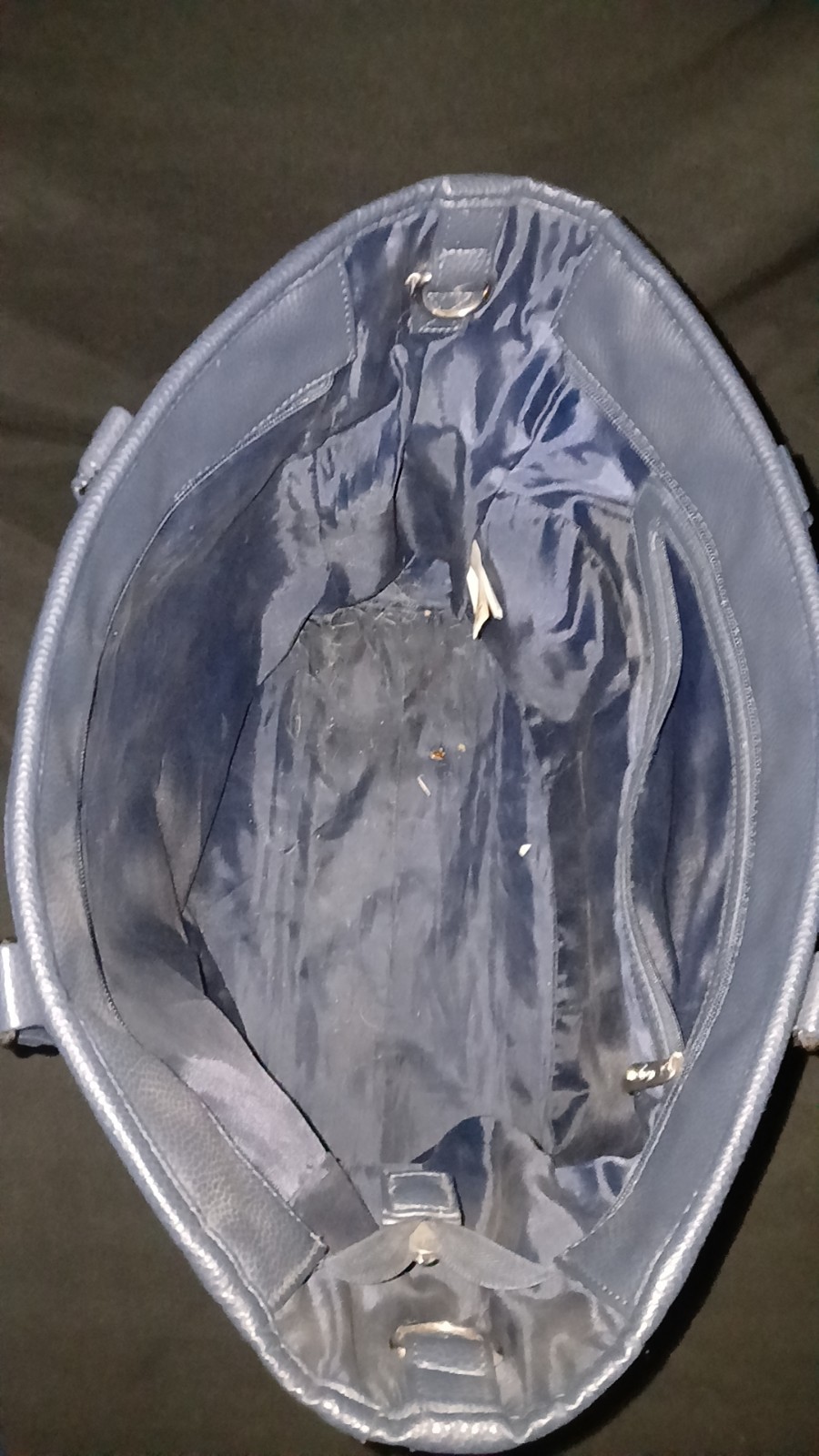 Dark blue faux leather Cindy tote by Thirty-One Diamond Pattern