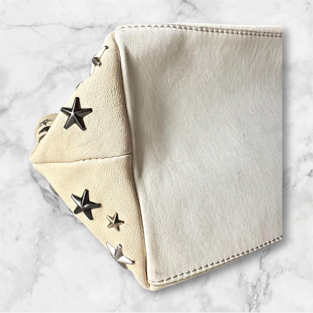 JIMMY CHOO Star Studs Mini Tote Bag Ivory 20 x 23 to 32 x 12cm Women