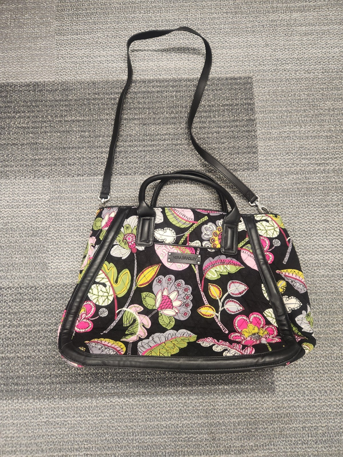 Vera Bradley Trapeze Tote Moon Blooms Floral Retired Pattern Double Handles NWOT