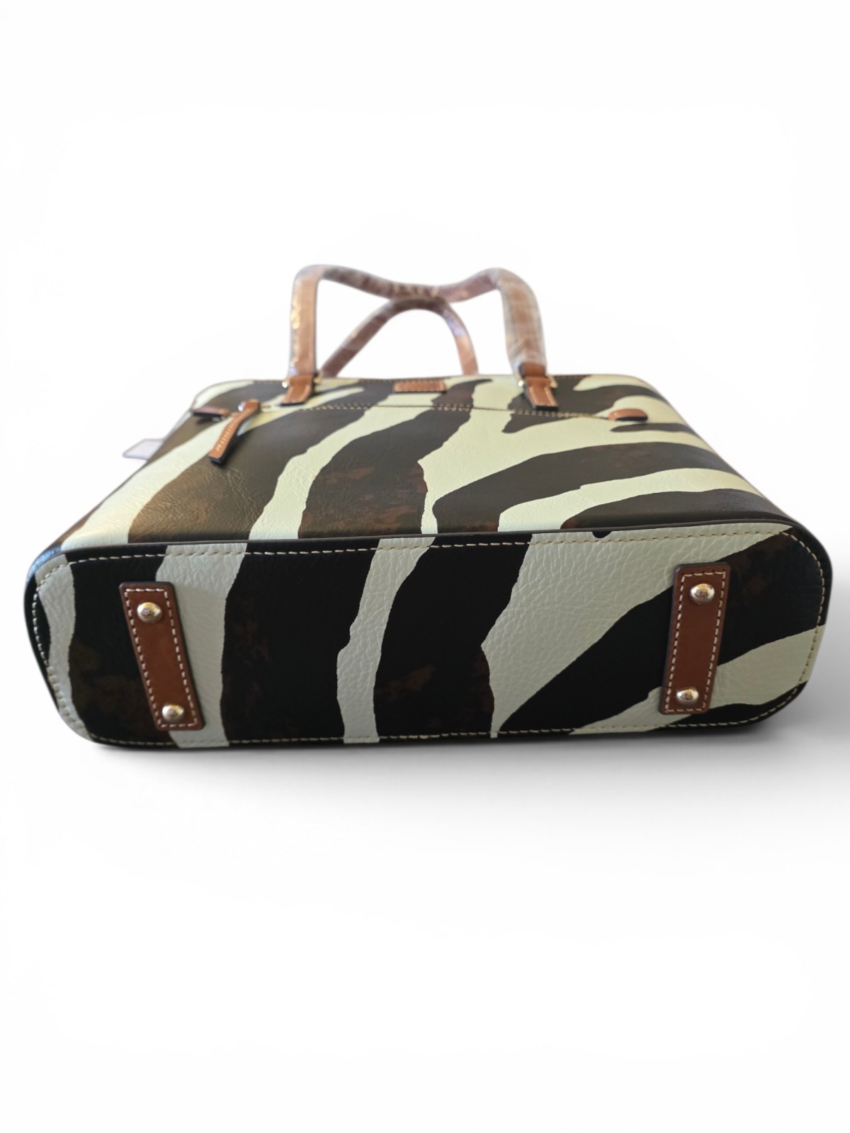 NWT Dooney & Bourke Zebra Leather Large Shopper Tote Full Grain