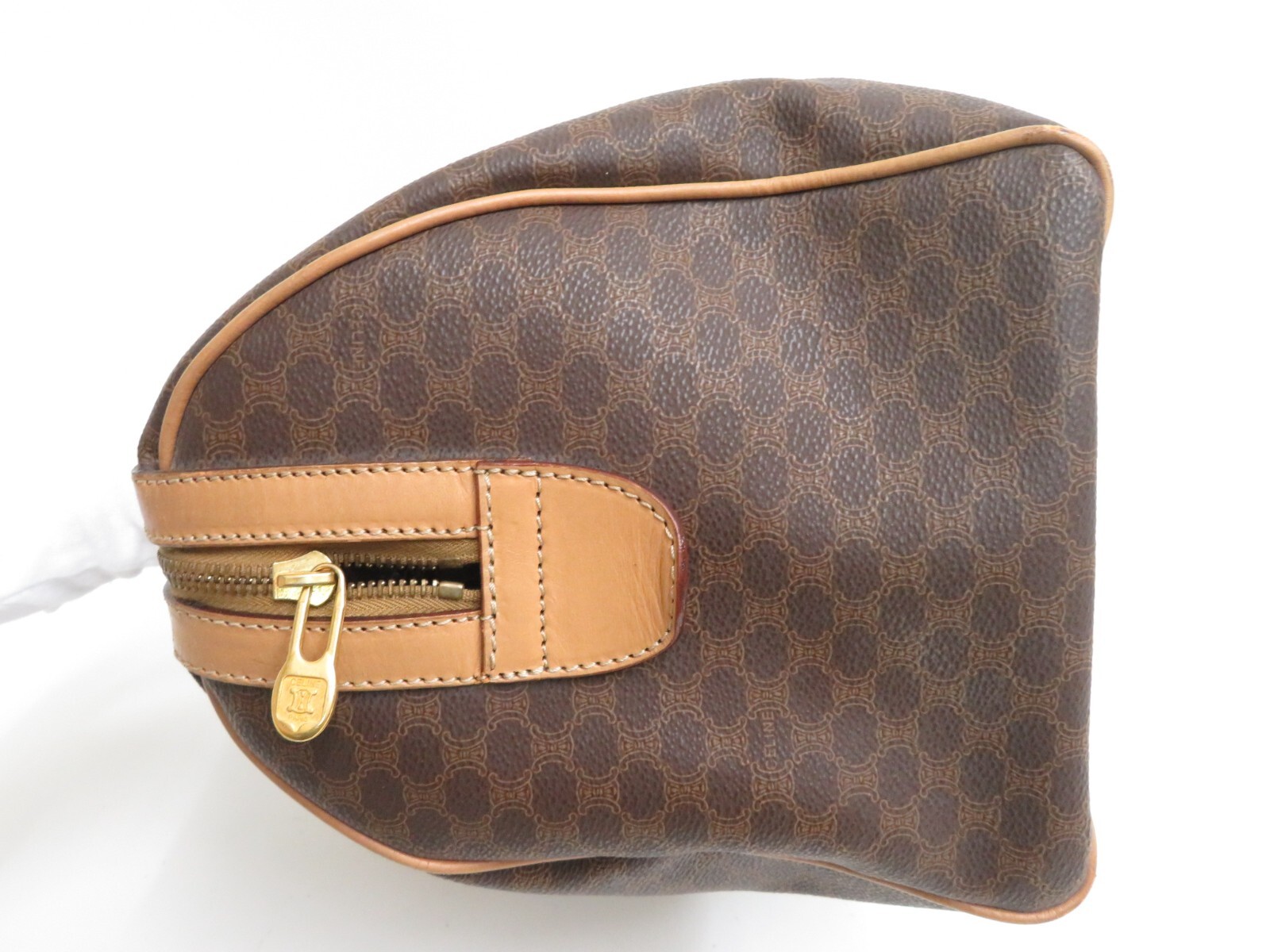 Authentic CELINE Leather Vintage Macadam Boston Bag Hand Bag #42033