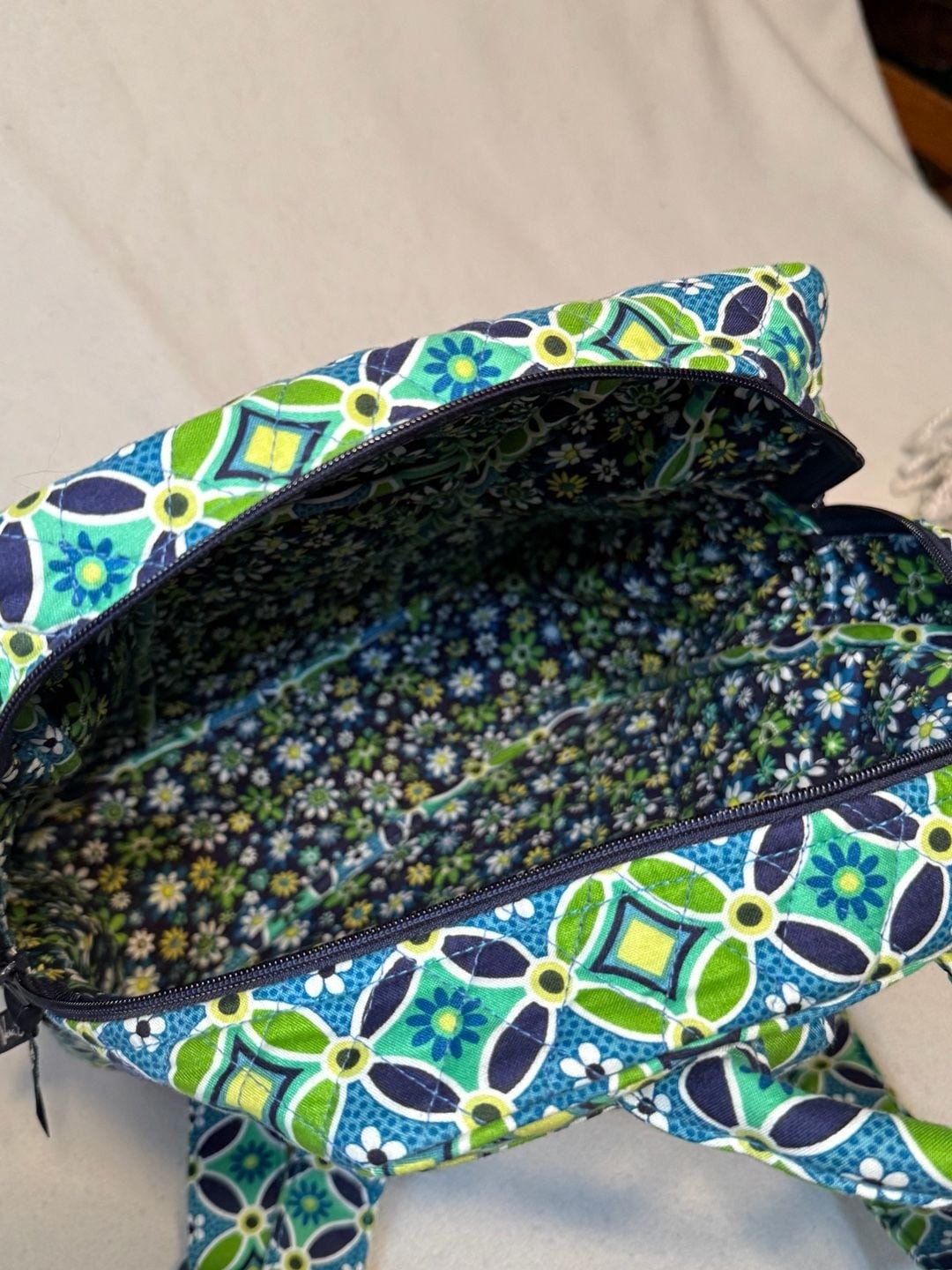 Vera Bradley Quilted Backpack in Daisy Daisy Floral Geometric Print